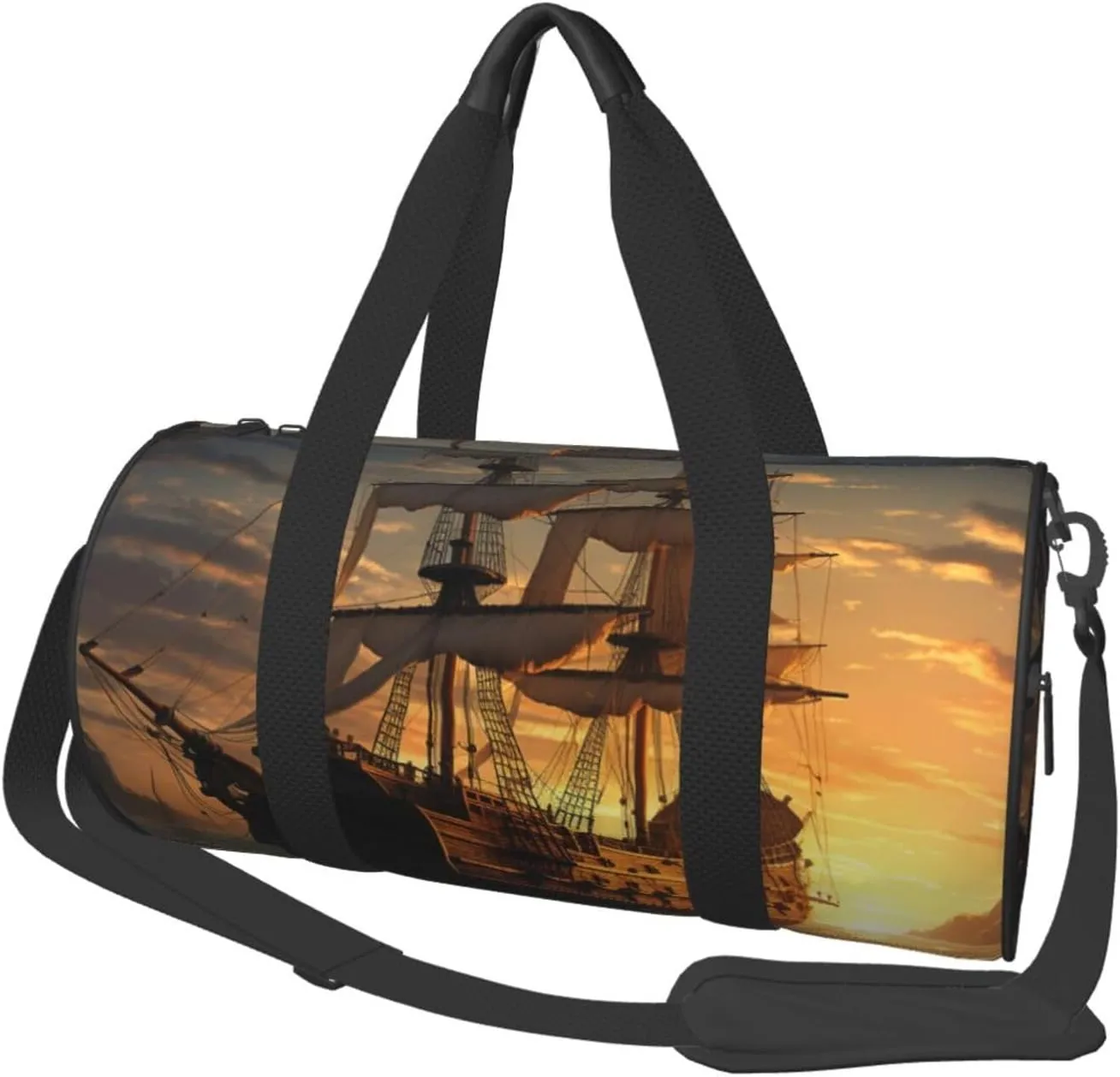 Gym Bags Small Fantasy pirate ship Duffel Bag Overnight Bag with Shoe Compartment Carryon Bag for Men Women