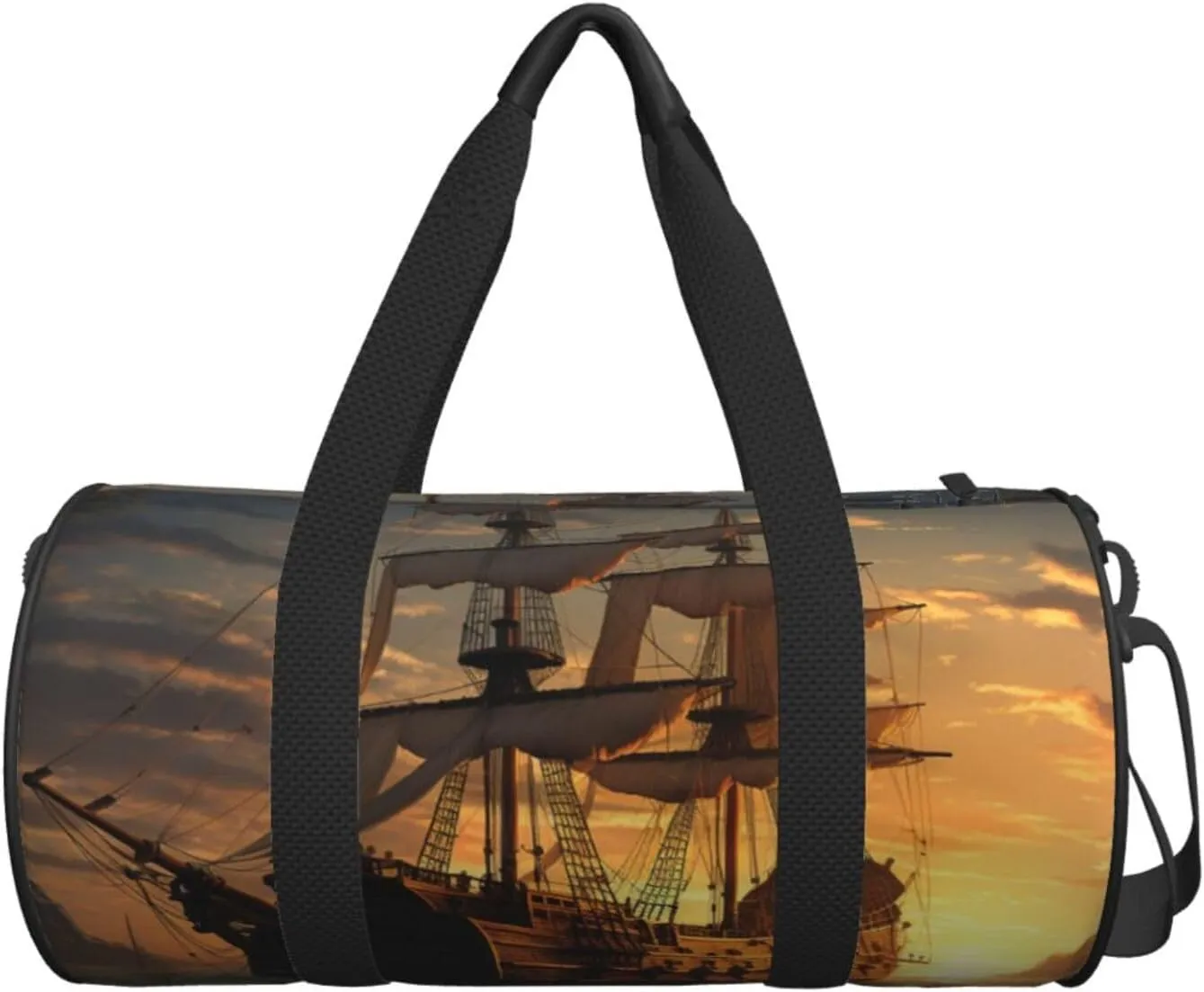 Gym Bags Small Fantasy pirate ship Duffel Bag Overnight Bag with Shoe Compartment Carryon Bag for Men Women