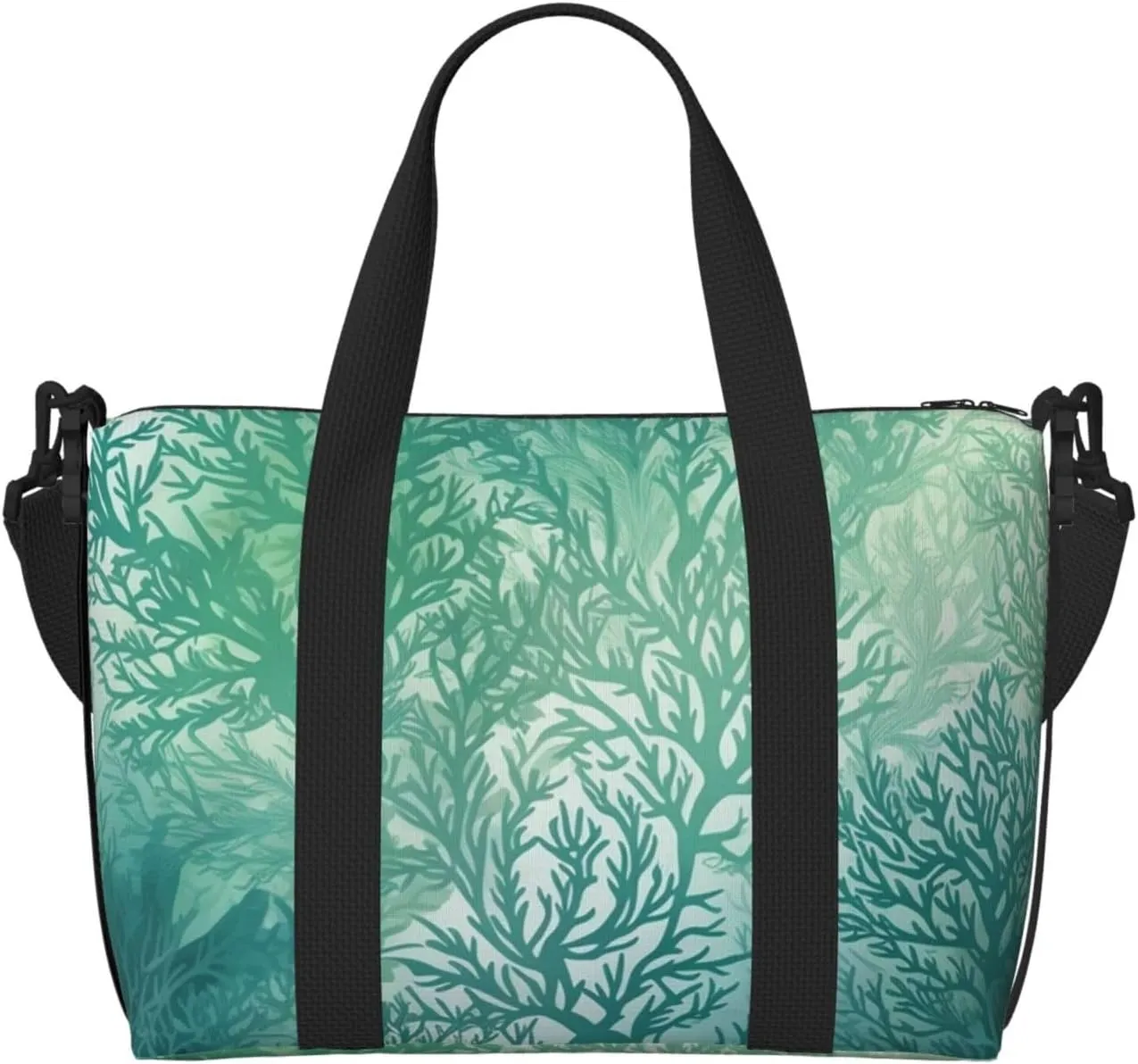 Gym Bags Small Green Sea Blue Seaweed Duffel Bag Overnight Bag with Shoe Compartment Carryon Bag for Men Women