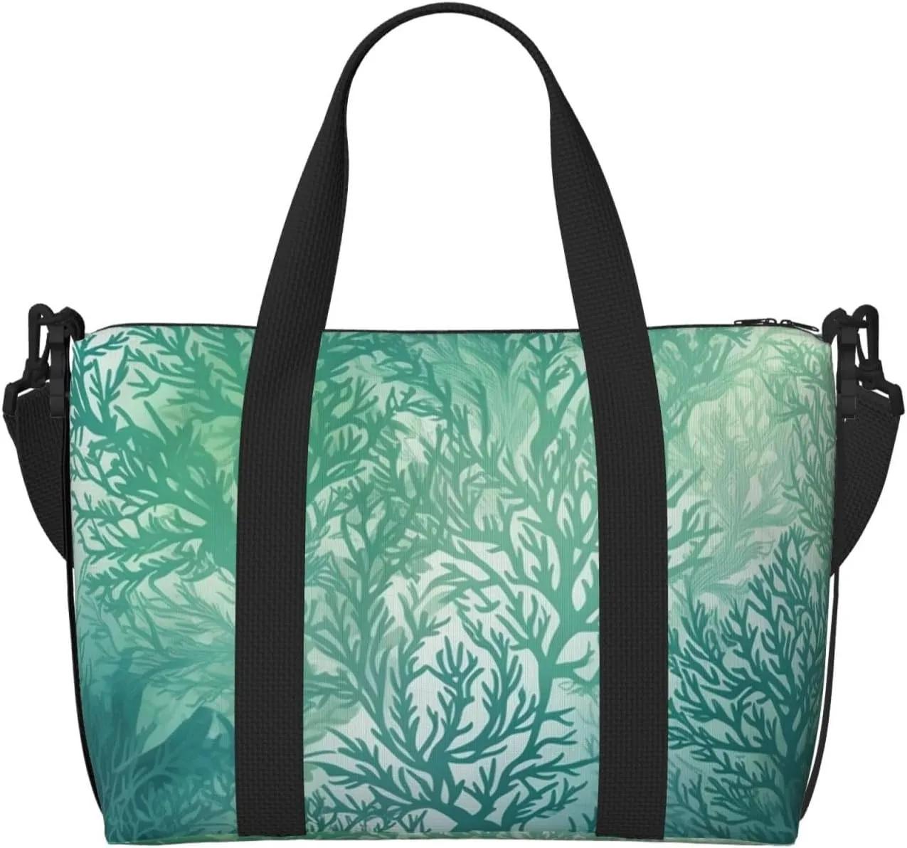 Gym Bags Small Green Sea Blue Seaweed Duffel Bag Overnight Bag with Shoe Compartment Carryon Bag for Men Women