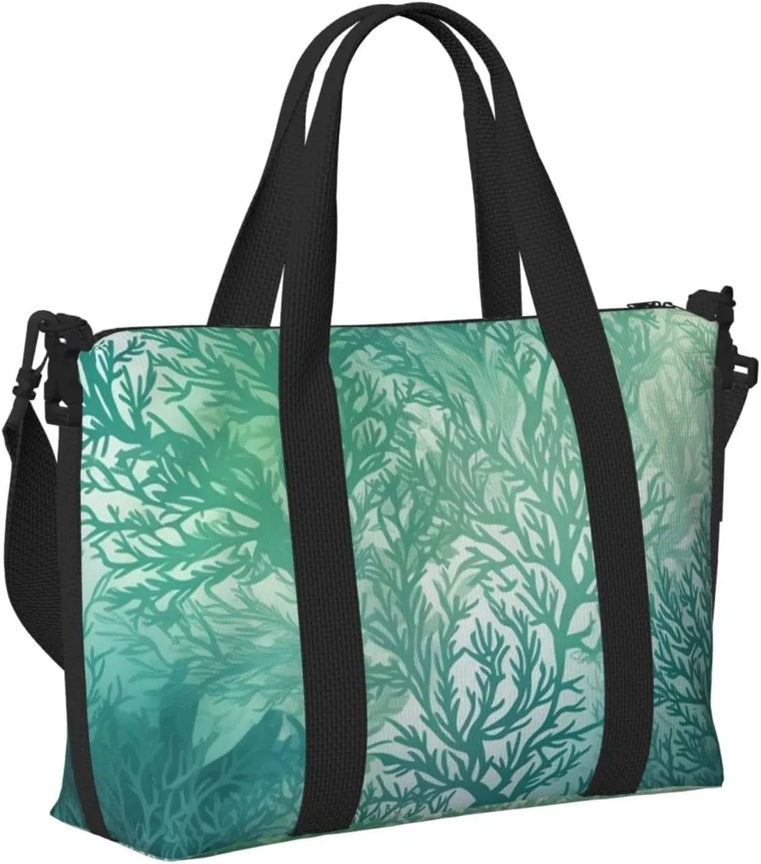 Gym Bags Small Green Sea Blue Seaweed Duffel Bag Overnight Bag with Shoe Compartment Carryon Bag for Men Women