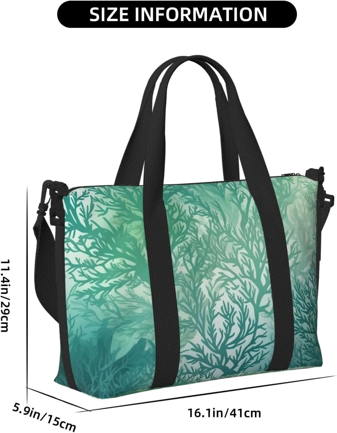 Gym Bags Small Green Sea Blue Seaweed Duffel Bag Overnight Bag with Shoe Compartment Carryon Bag for Men Women