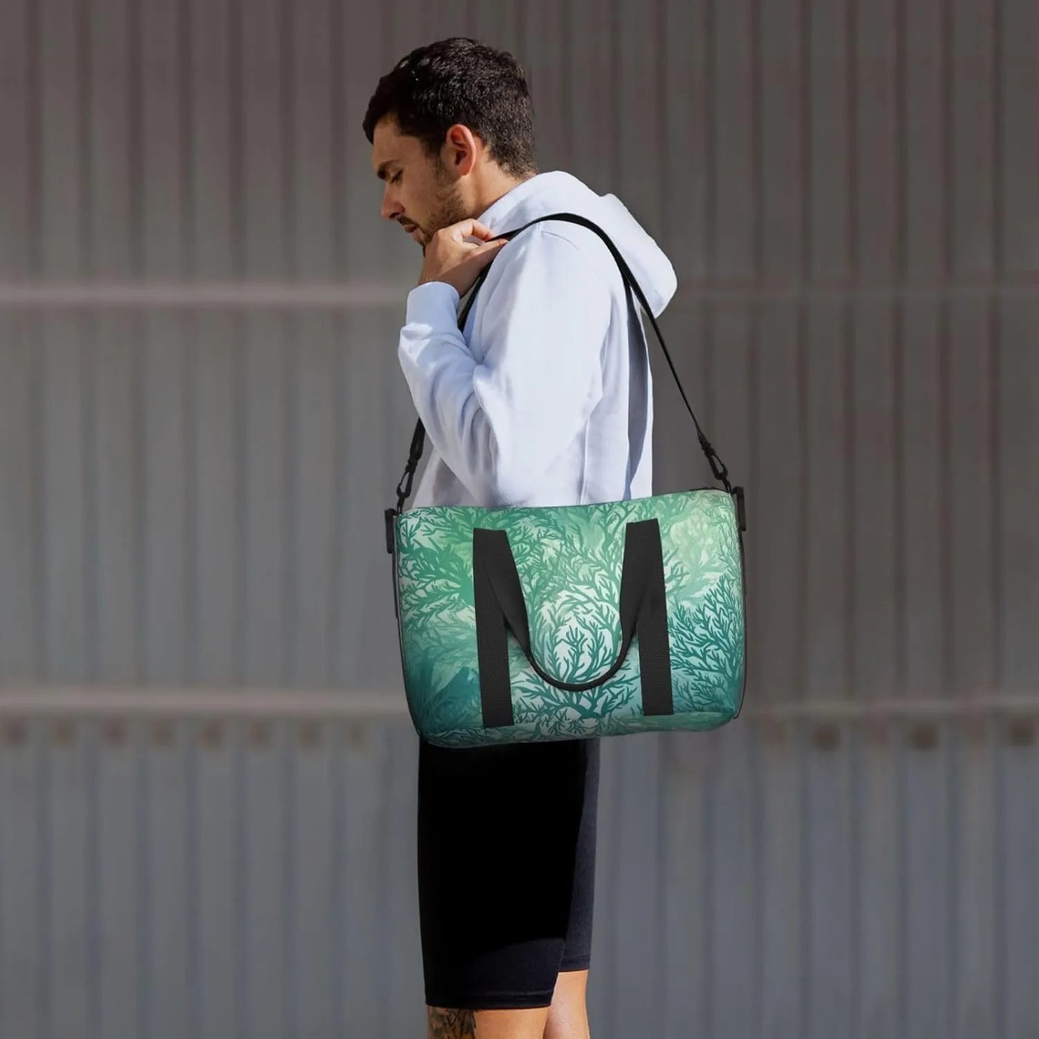 Gym Bags Small Green Sea Blue Seaweed Duffel Bag Overnight Bag with Shoe Compartment Carryon Bag for Men Women