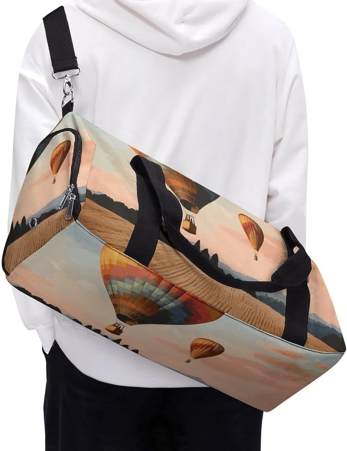 Gym Bags Small Hot Air Balloon Duffel Bag Overnight Bag with Shoe Compartment Carryon Bag for Men Women
