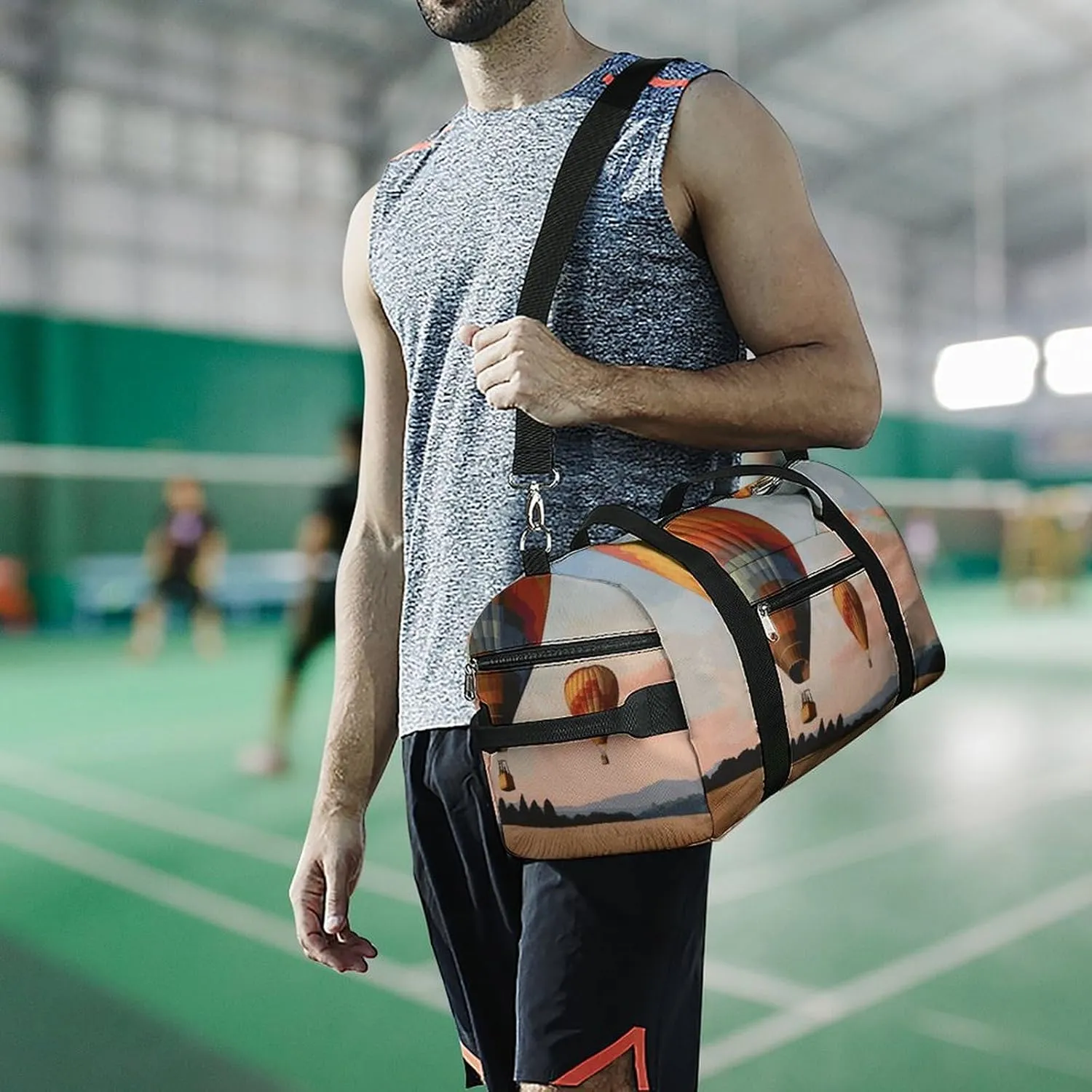Gym Bags Small Hot Air Balloon Duffel Bag Overnight Bag with Shoe Compartment Carryon Bag for Men Women
