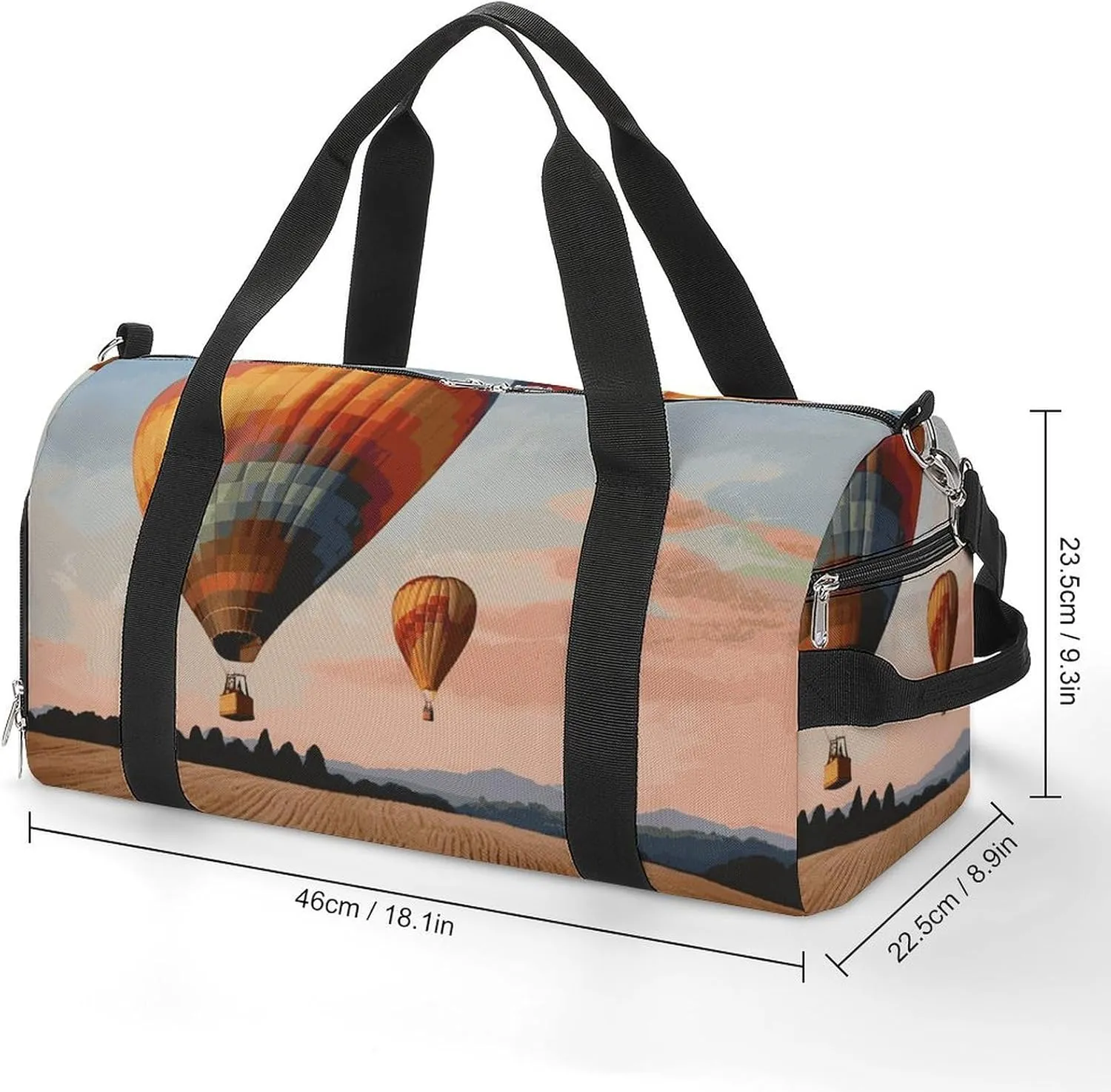 Gym Bags Small Hot Air Balloon Duffel Bag Overnight Bag with Shoe Compartment Carryon Bag for Men Women
