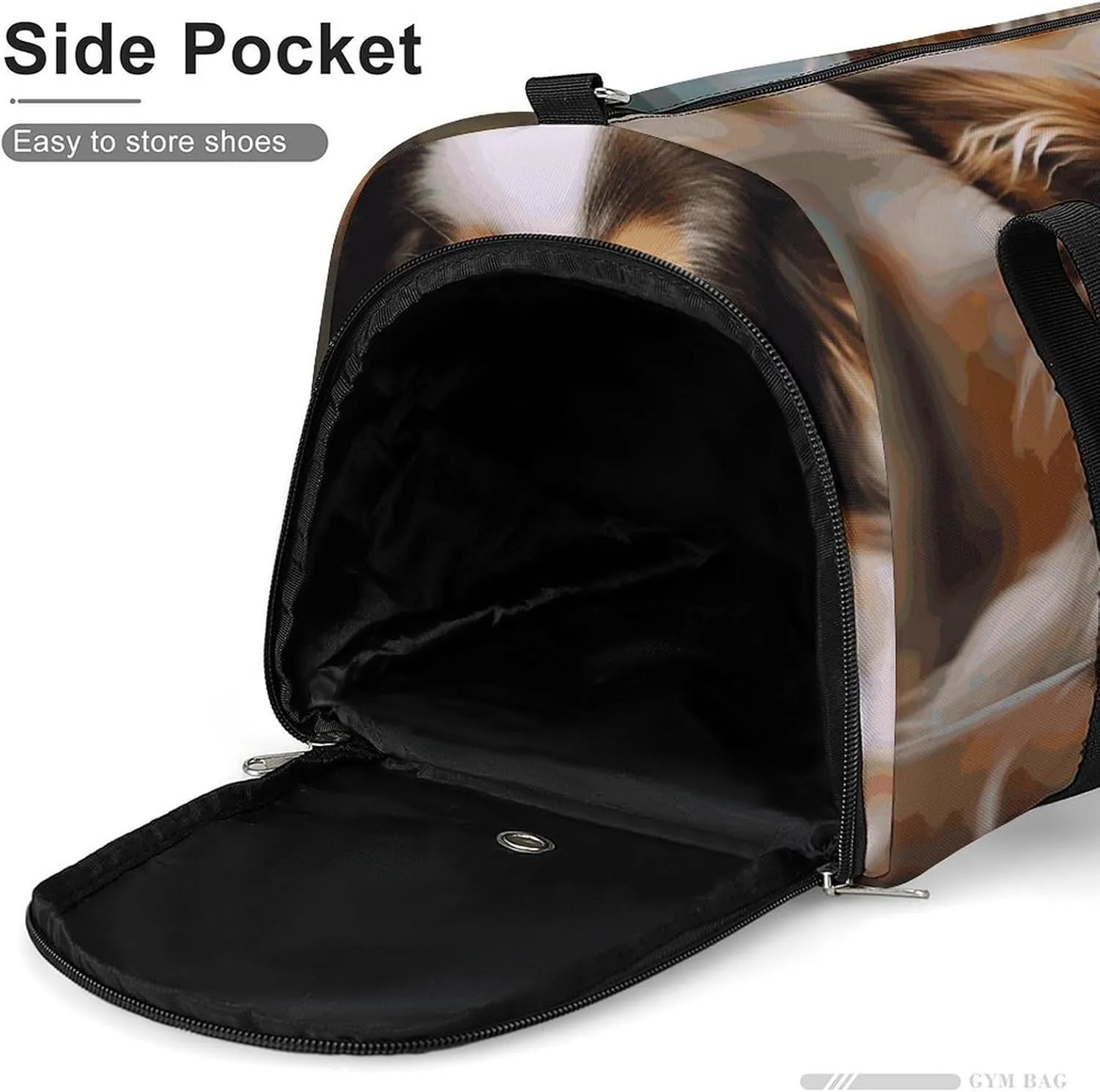Gym Bags Small Papillon Lying on Tummy Duffel Bag Overnight Bag with Shoe Compartment Carryon Bag for Men Women
