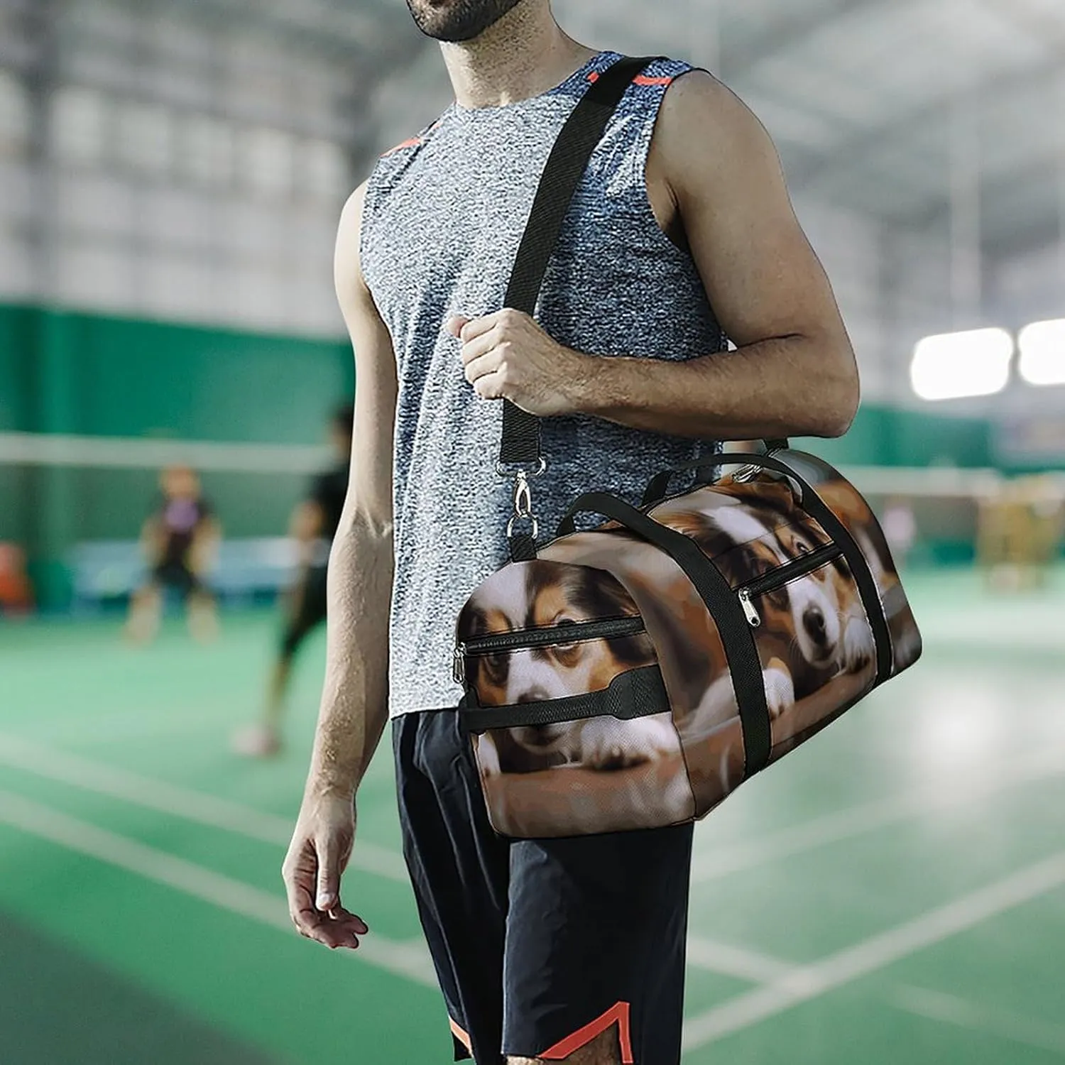 Gym Bags Small Papillon Lying on Tummy Duffel Bag Overnight Bag with Shoe Compartment Carryon Bag for Men Women