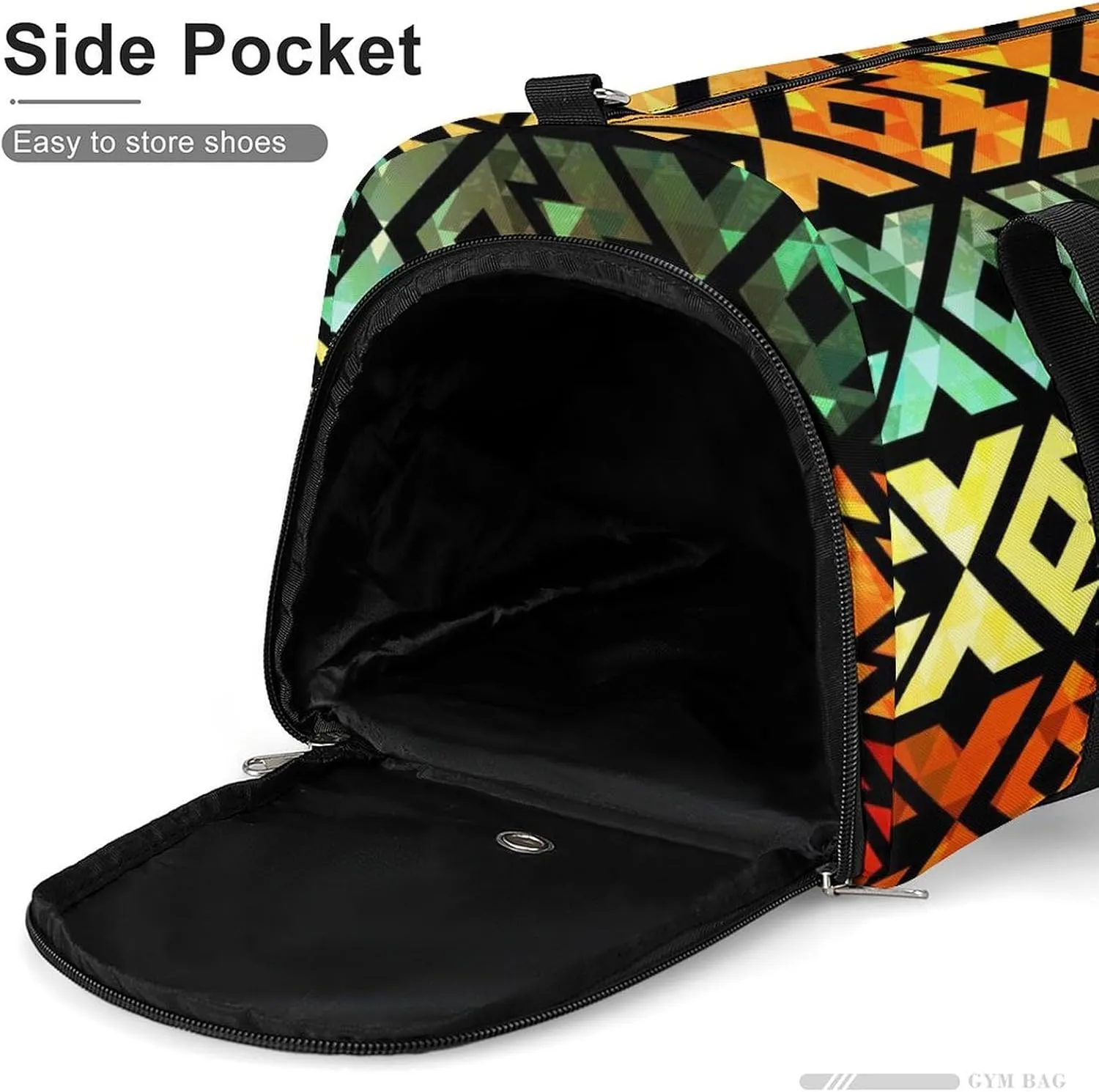 Gym Duffel Bag with Shoe Compartment Wet Pocket, Ancient Geometric Grunge Travel Bag for Men Women