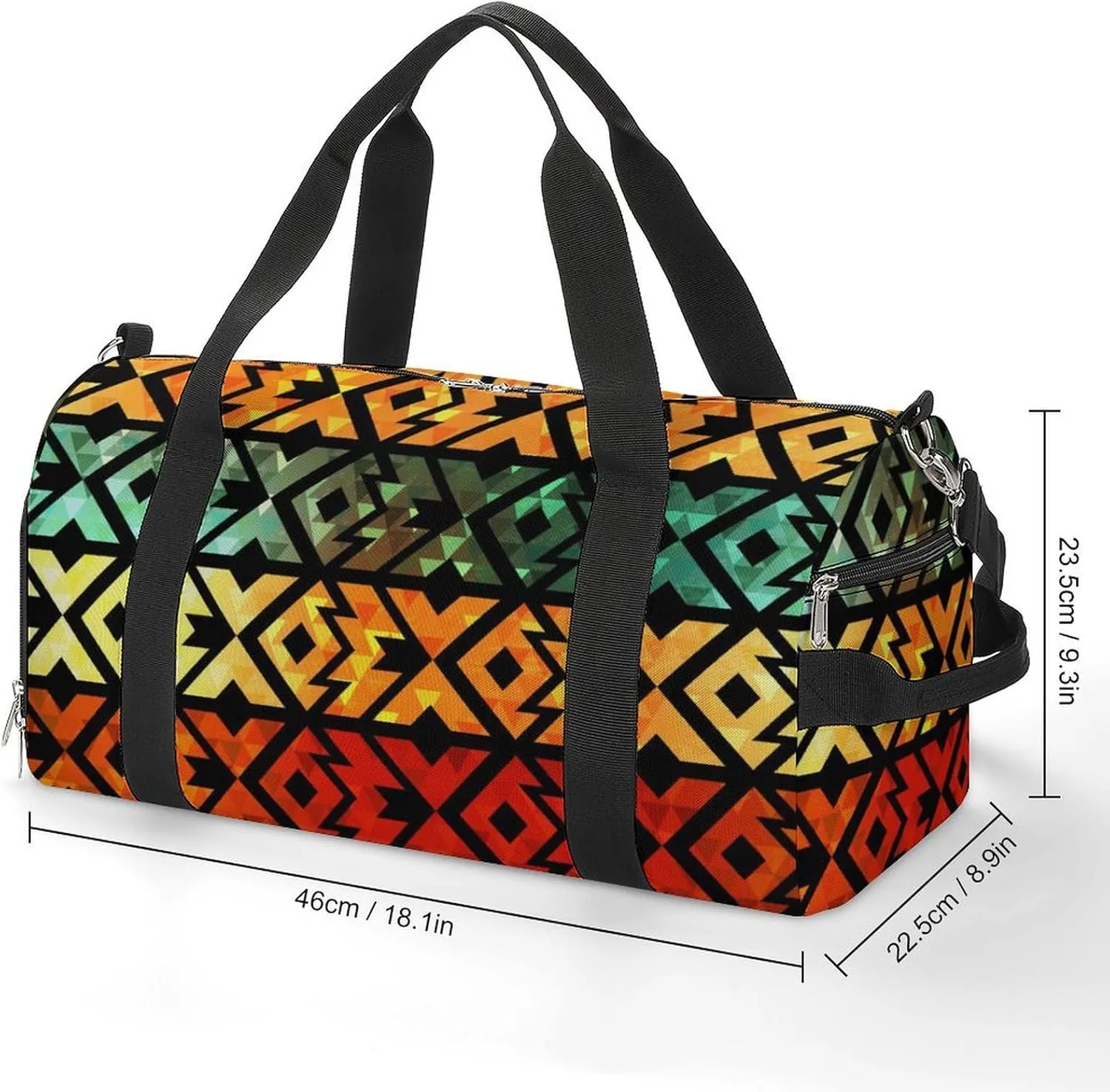 Gym Duffel Bag with Shoe Compartment Wet Pocket, Ancient Geometric Grunge Travel Bag for Men Women
