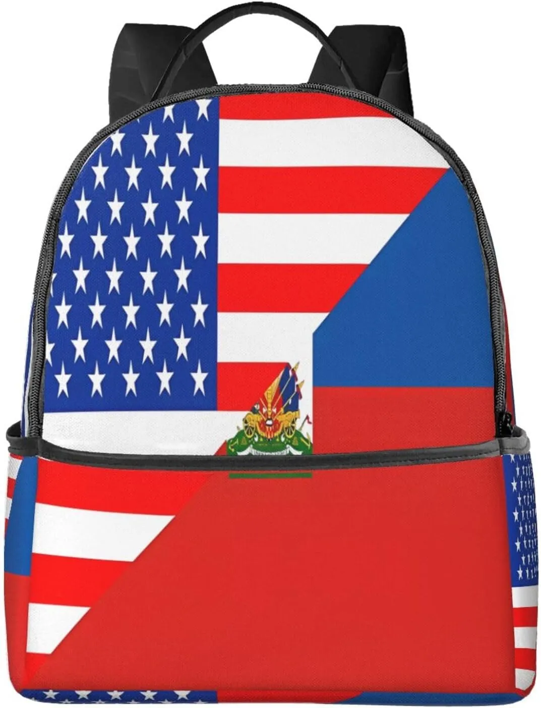 Haiti Haitian American Flag Casual Backpacks Laptop Backpack Carry-on Daypack Sports Travel Rucksack Lightweight Working Bag for Outdoor Hiking Cycling Walking