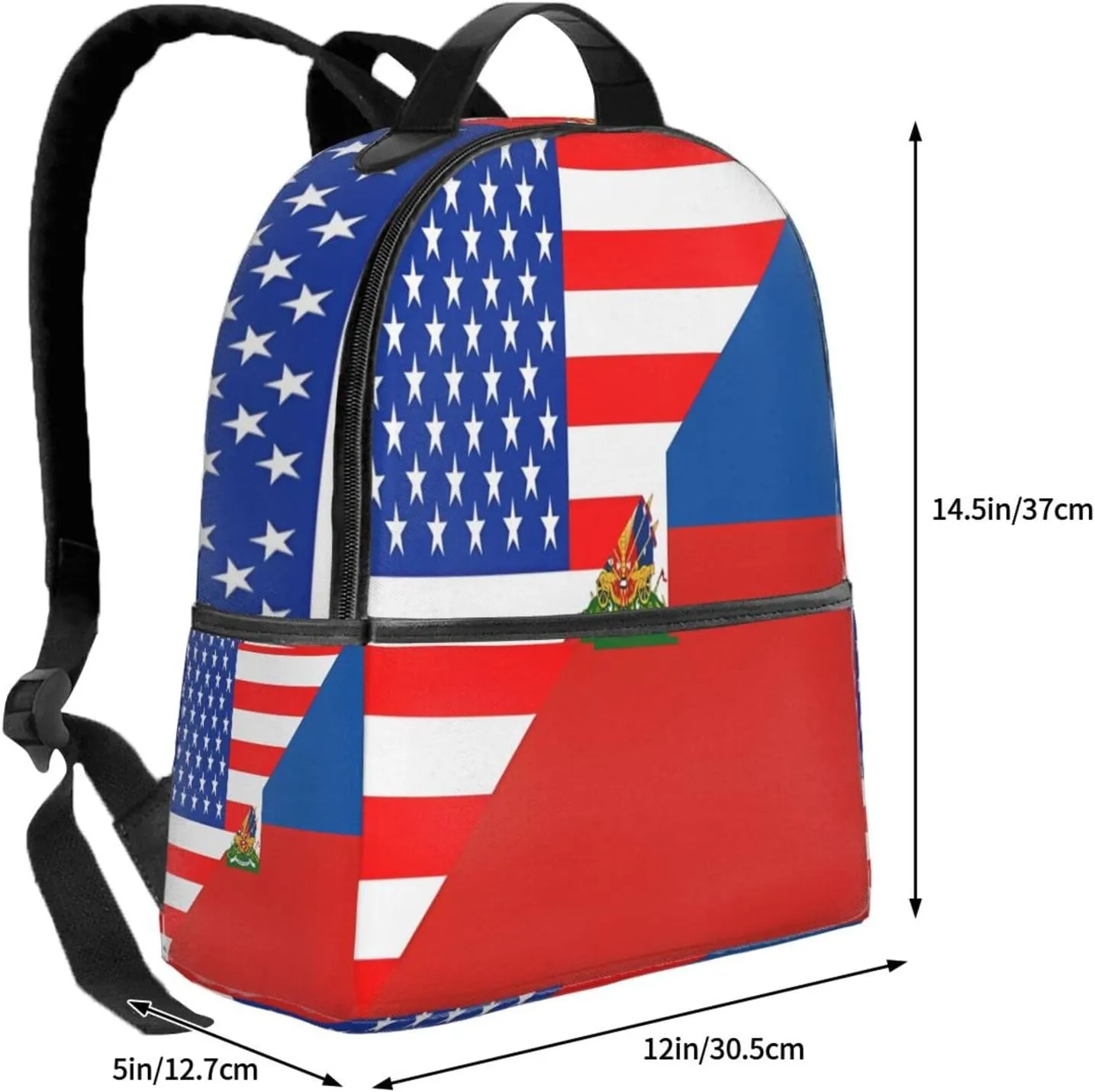 Haiti Haitian American Flag Casual Backpacks Laptop Backpack Carry-on Daypack Sports Travel Rucksack Lightweight Working Bag for Outdoor Hiking Cycling Walking