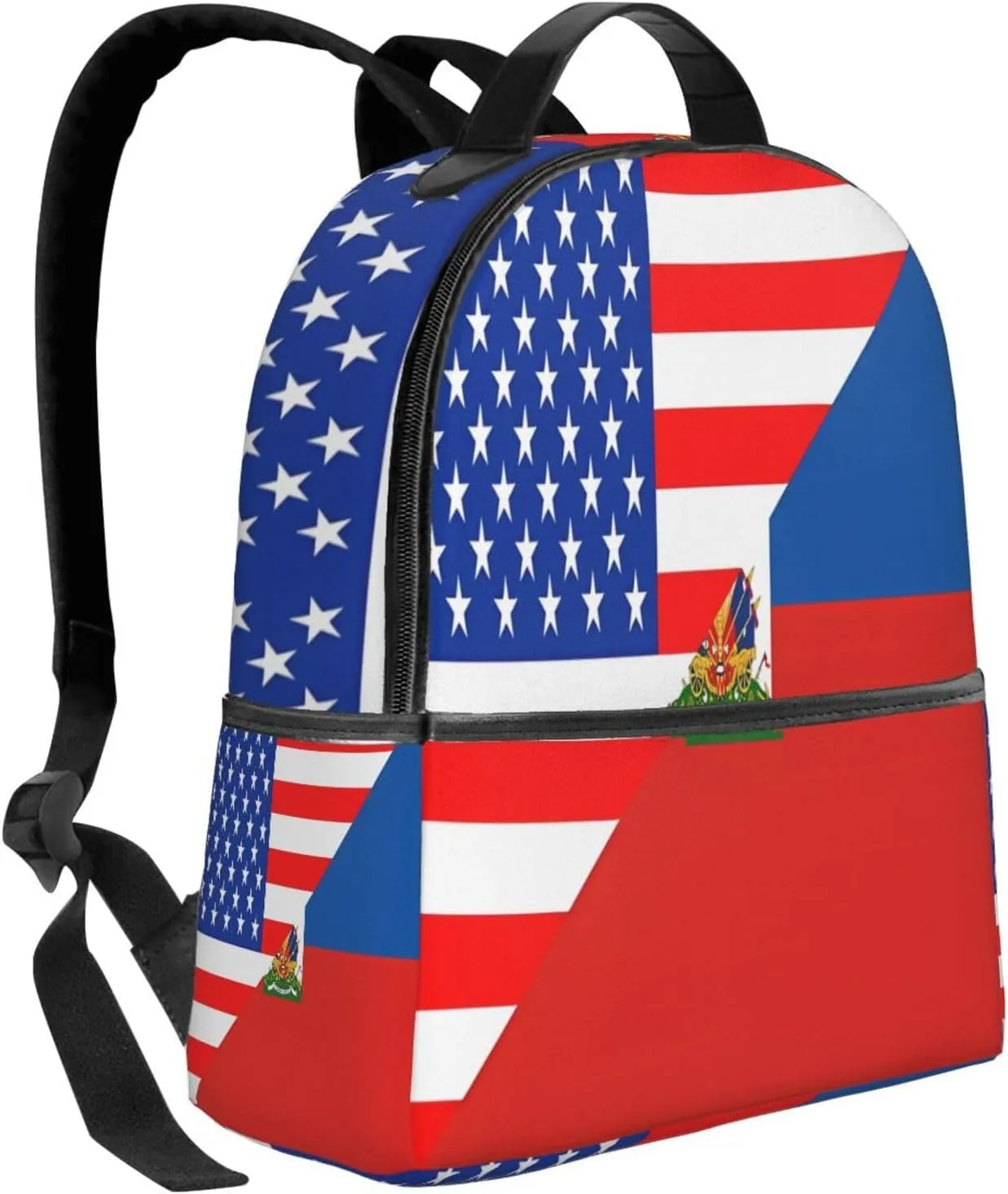 Haiti Haitian American Flag Casual Backpacks Laptop Backpack Carry-on Daypack Sports Travel Rucksack Lightweight Working Bag for Outdoor Hiking Cycling Walking