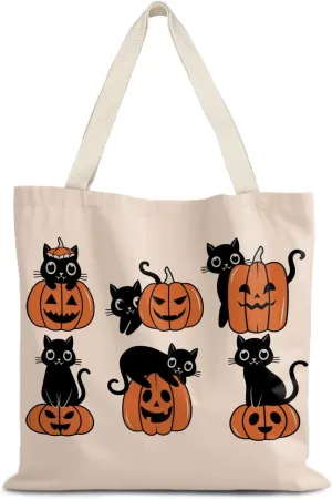 Halloween Tote Bag,Coquette Bow Fall Pumpkin Halloween Goth Tote Bags for Women,Reusable Grocery Bags