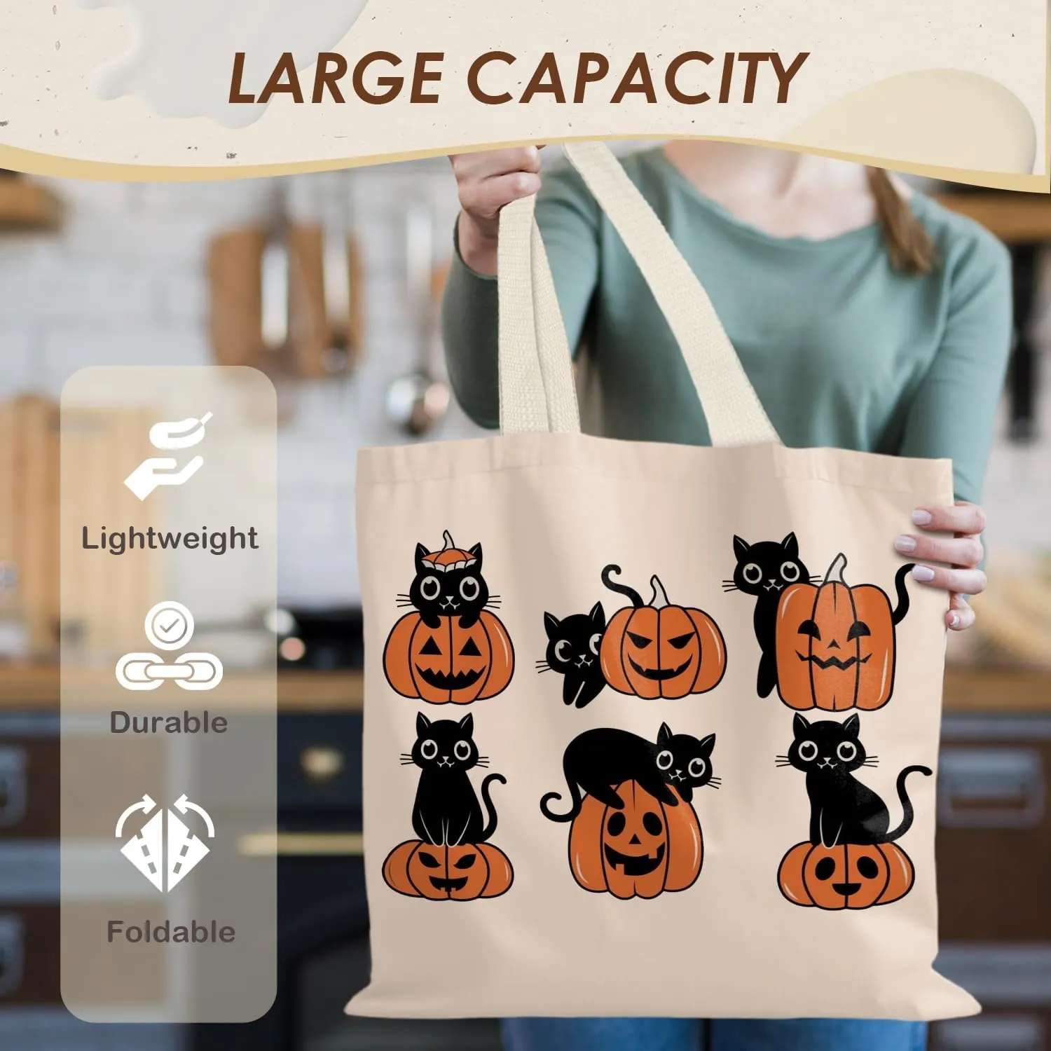 Halloween Tote Bag,Coquette Bow Fall Pumpkin Halloween Goth Tote Bags for Women,Reusable Grocery Bags