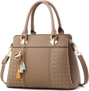 Handbags Fashion Women Handbags Tassel PU Leather Bag - Embroidered Crossbody & Shoulder Bag for Ladies(Brown)