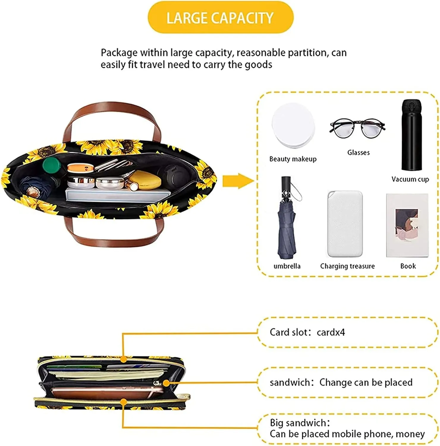 Handbags for Women Large Capacity Crossbody Totes with Wallet Clutch 2pcs Set