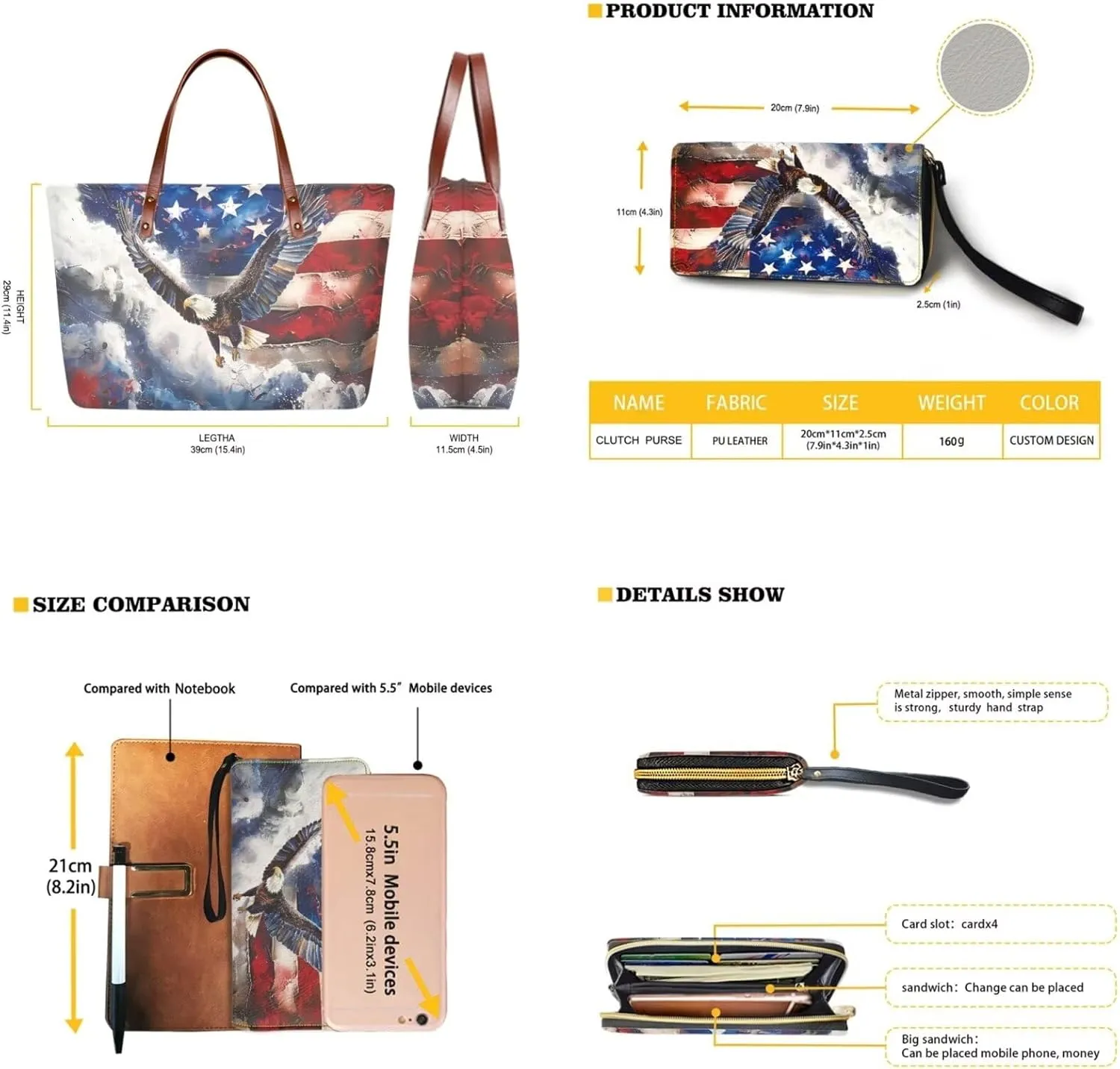 Handbags for Women Large Capacity Crossbody Totes with Wallet Clutch 2pcs Set