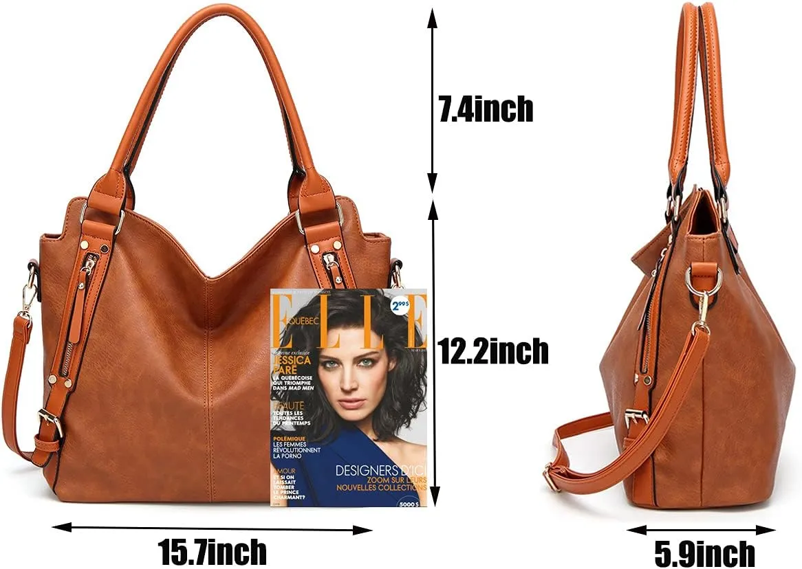Handbags for Women Shoulder Tote Zipper Purse PU Leather Top-Handle Satchel Bags Ladies