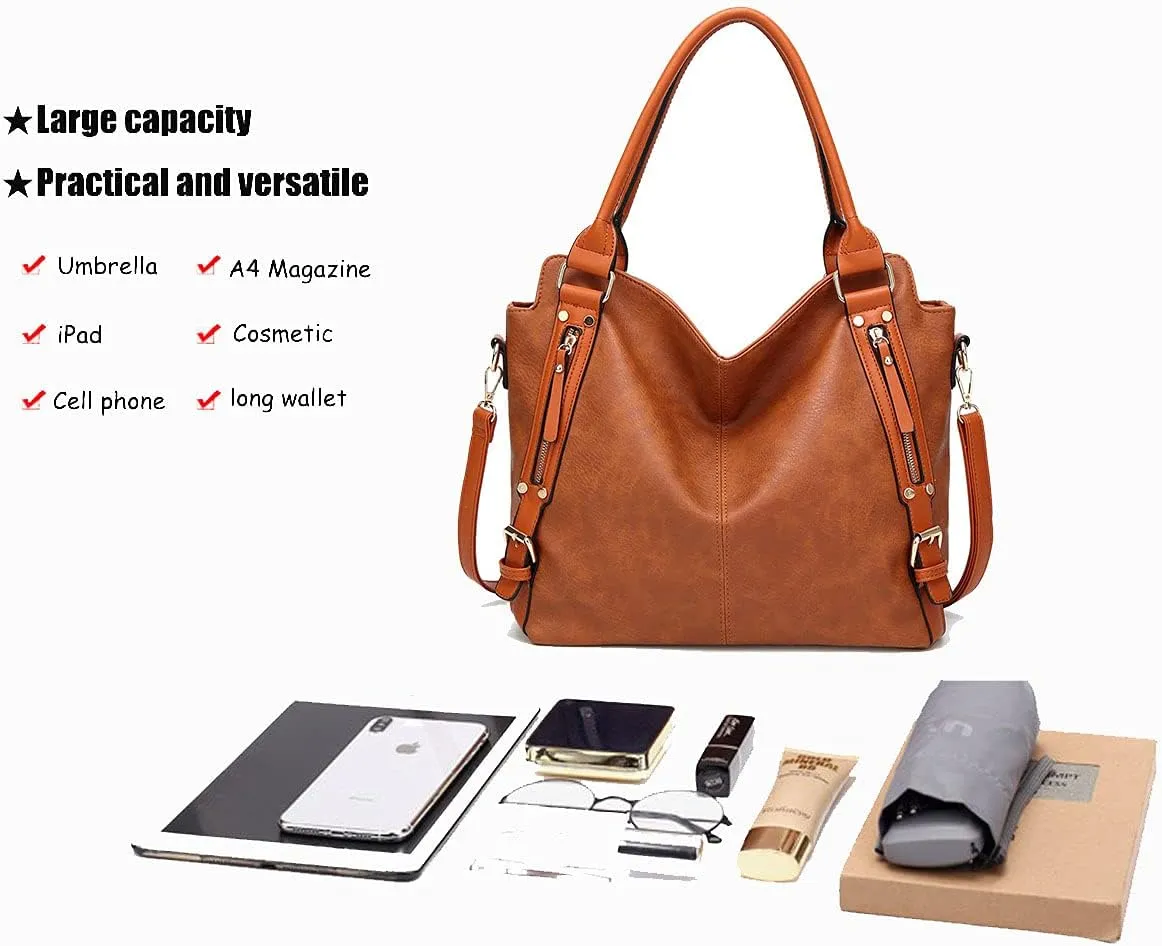 Handbags for Women Shoulder Tote Zipper Purse PU Leather Top-Handle Satchel Bags Ladies
