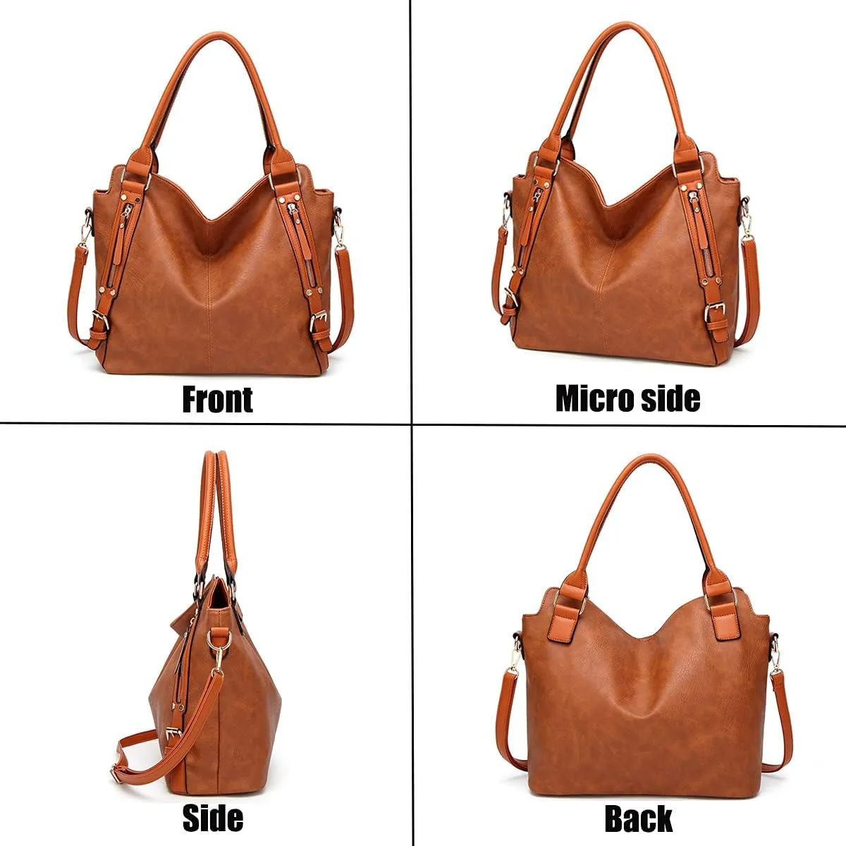 Handbags for Women Shoulder Tote Zipper Purse PU Leather Top-Handle Satchel Bags Ladies