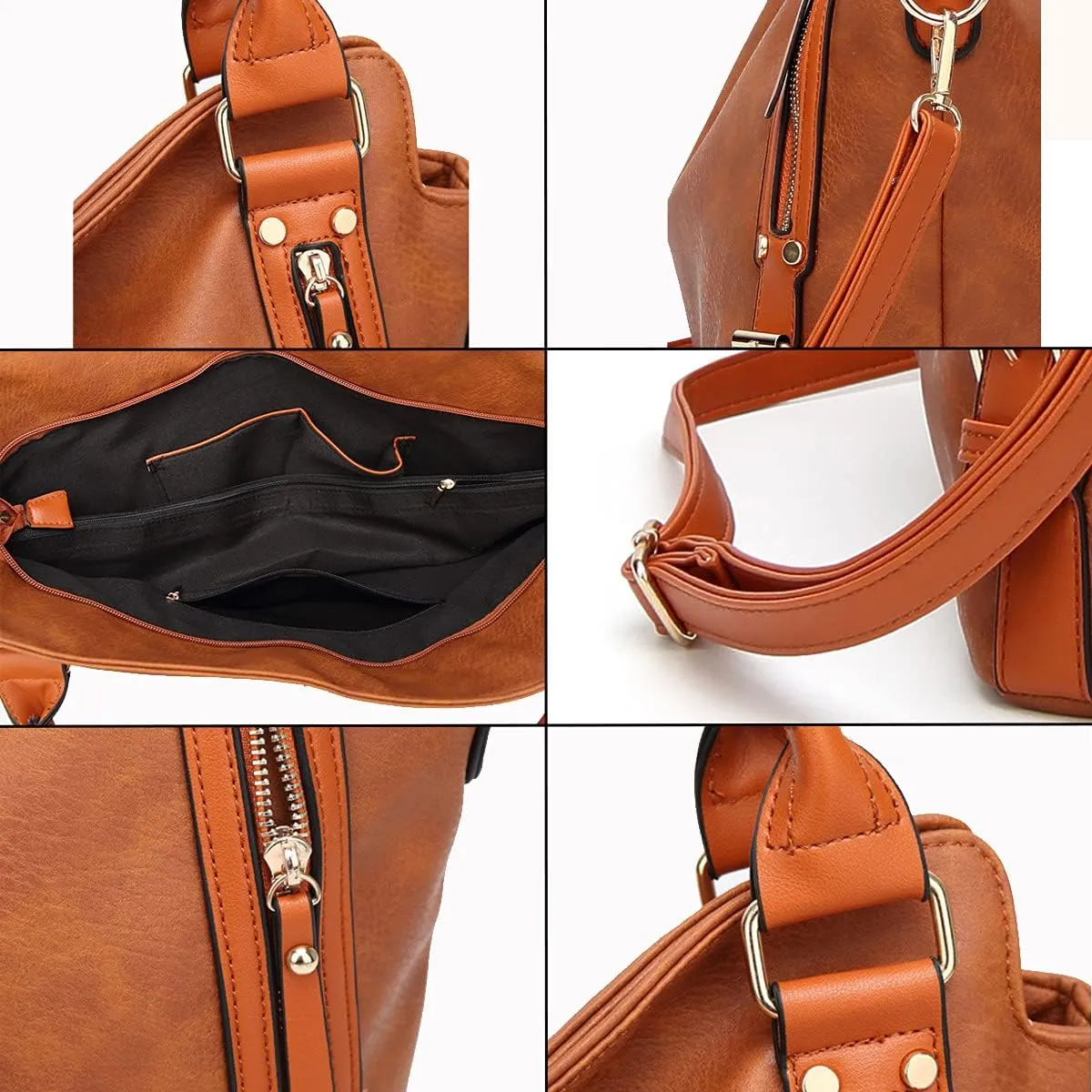 Handbags for Women Shoulder Tote Zipper Purse PU Leather Top-Handle Satchel Bags Ladies