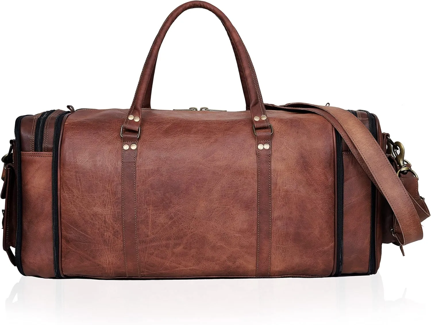 Handmade Vintage Travel Luggage Duffel Gym Sports Bag Weekender Travel Overnight Carry One Duffel Bag For Men (24 inch medium)
