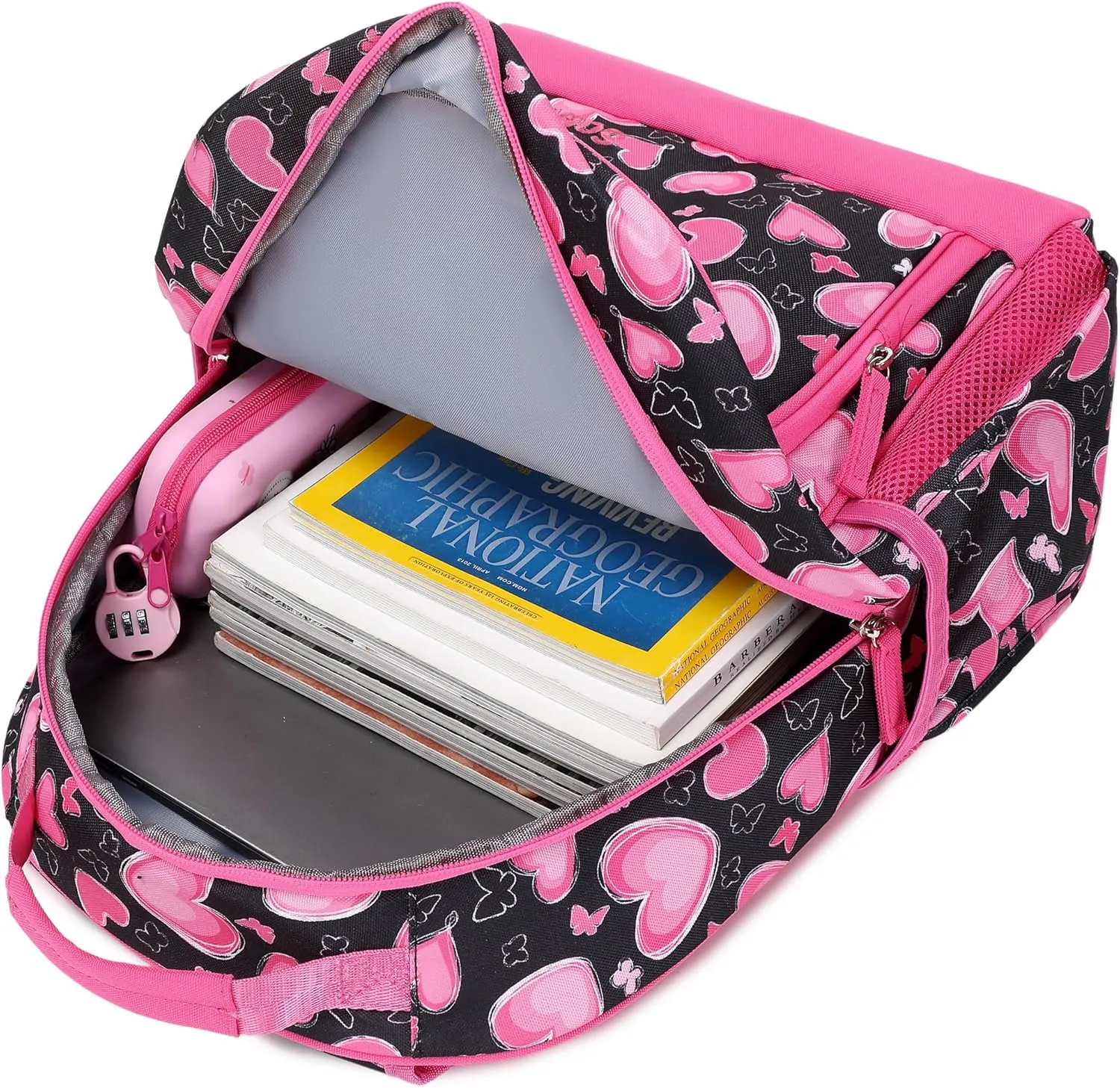 Heart Kids Backpack for Girls Lightweight Elementary School Bookbags for Girls 6-10 (Pink Heart)