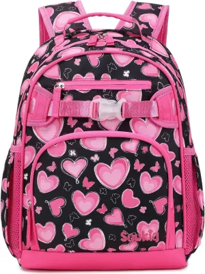 Heart Kids Backpack for Girls Lightweight Elementary School Bookbags for Girls 6-10 (Pink Heart)