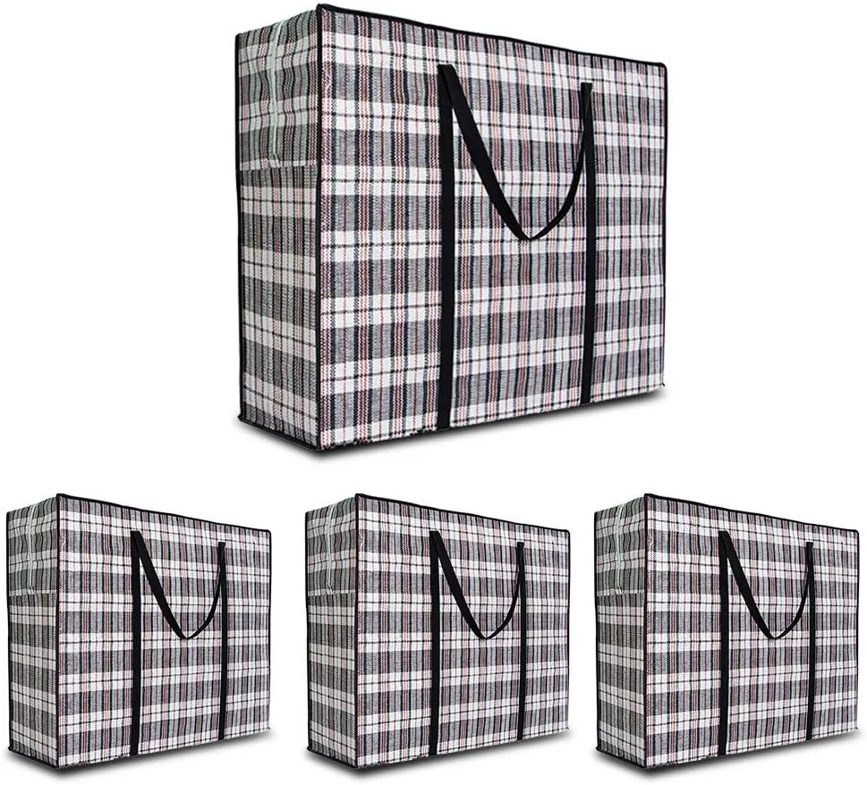Heavy Duty Extra Large Moving Bags, 168L Jumbo Organizer Storage Bags With Durable Zipper, Water Resistant Totes, Carrying Bag, Camping Bag for Clothes, Bedding, Comforter, Pillow, Moving(Set of 4)