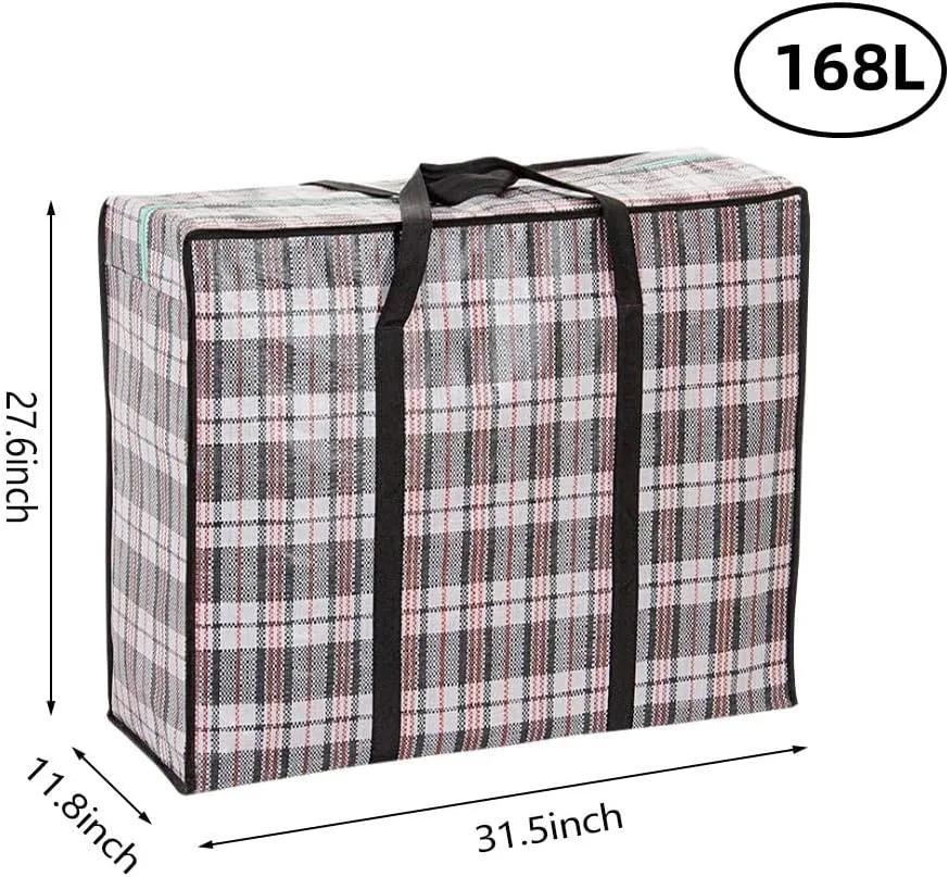 Heavy Duty Extra Large Moving Bags, 168L Jumbo Organizer Storage Bags With Durable Zipper, Water Resistant Totes, Carrying Bag, Camping Bag for Clothes, Bedding, Comforter, Pillow, Moving(Set of 4)