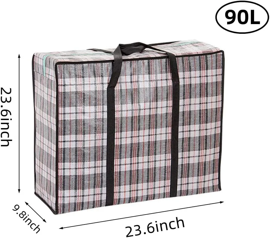 Heavy Duty Large Moving Bags, 90L Big Organizer Storage Bags With Durable Zipper, Water Resistant Totes, Carrying Bag, Camping Bag for Clothes, Bedding, Comforter, Pillow, Moving(Set of 4)