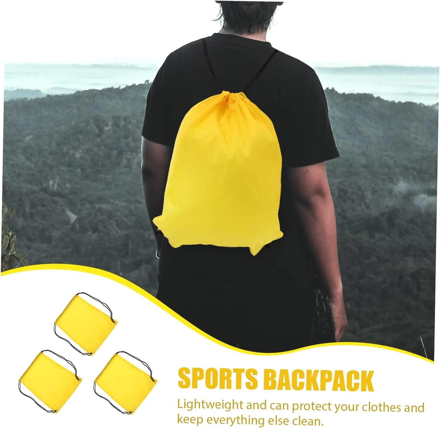 High Capacity Waterproof Drawstring Bags 3pcs Organize Shoes and Essentials for Travel Hiking Camping