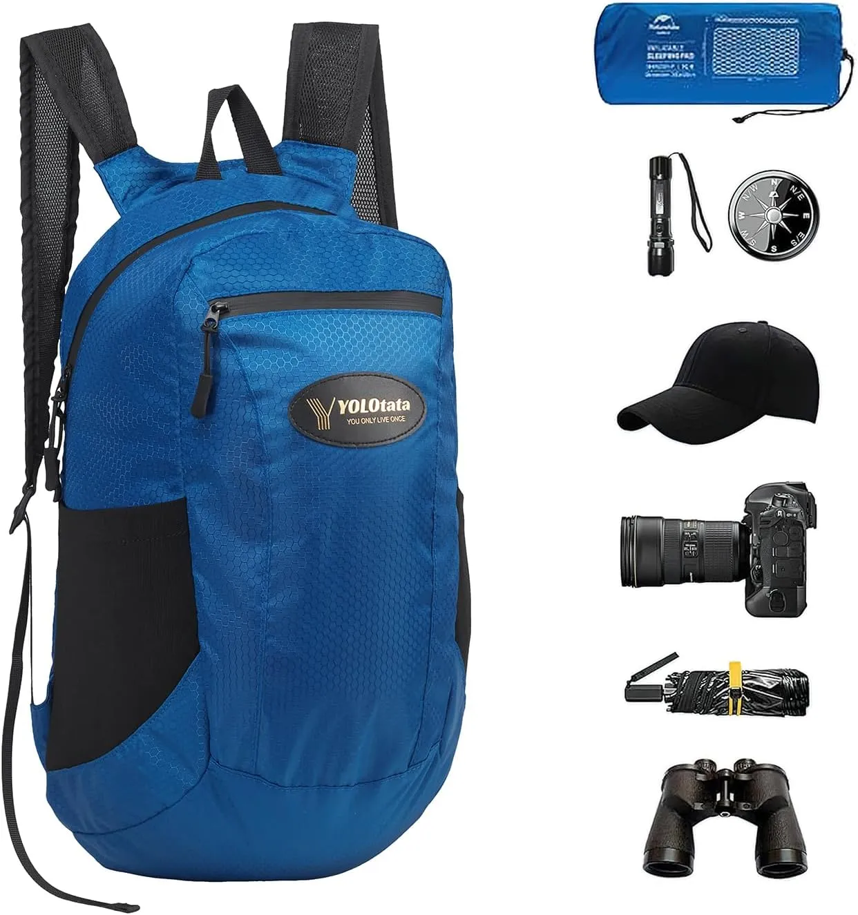 Hiking Daypacks for Women Waterproof Backpacks 15L Lightweight Packable Men Small Outdoor Sports Fan Multipurpose Travel Camping Bags Dark Blue