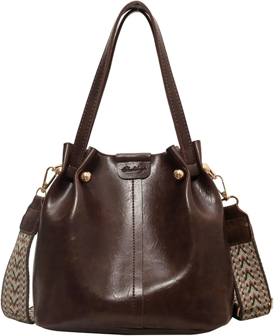 Hobo Bags for Women Crossbody Purses and Handbags Bucket Purse Faux Leather with Detachable Long Strap