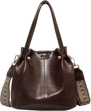 Hobo Bags for Women Crossbody Purses and Handbags Bucket Purse Faux Leather with Detachable Long Strap