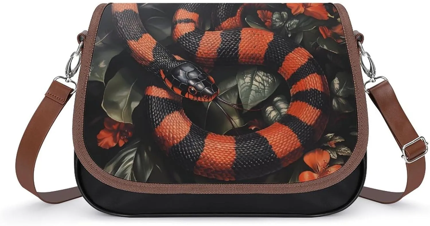 Honduran Milk Snake Crossbody Bags for Women Shoulder Bag Flap Handbags Leather Cross Body Purse