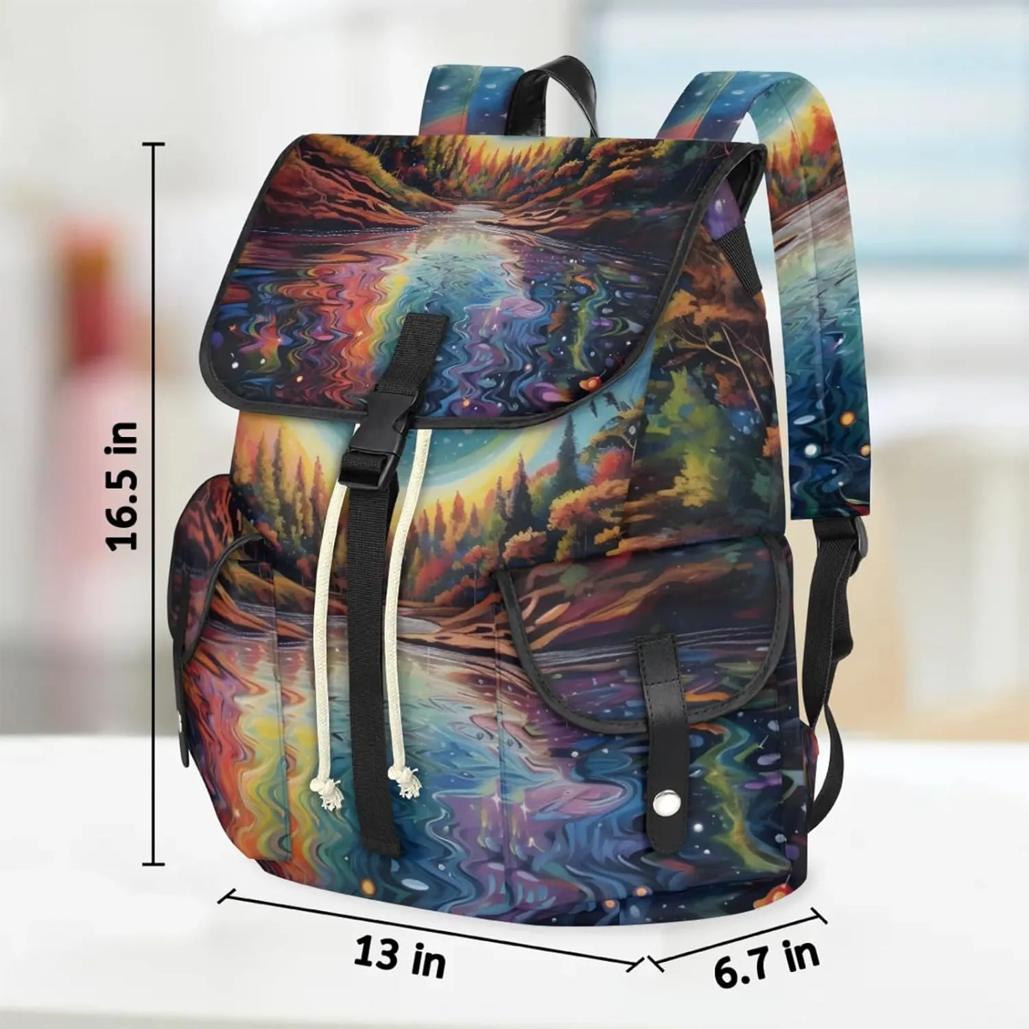 Honeybaby Vintage Waterproof Laptop Backpack for Men/Women Travel Essentials Backpack Expandable Carry On Bag with Anti-Theft Compartment Fits 15" Notebook Abstract Forest Night Sky