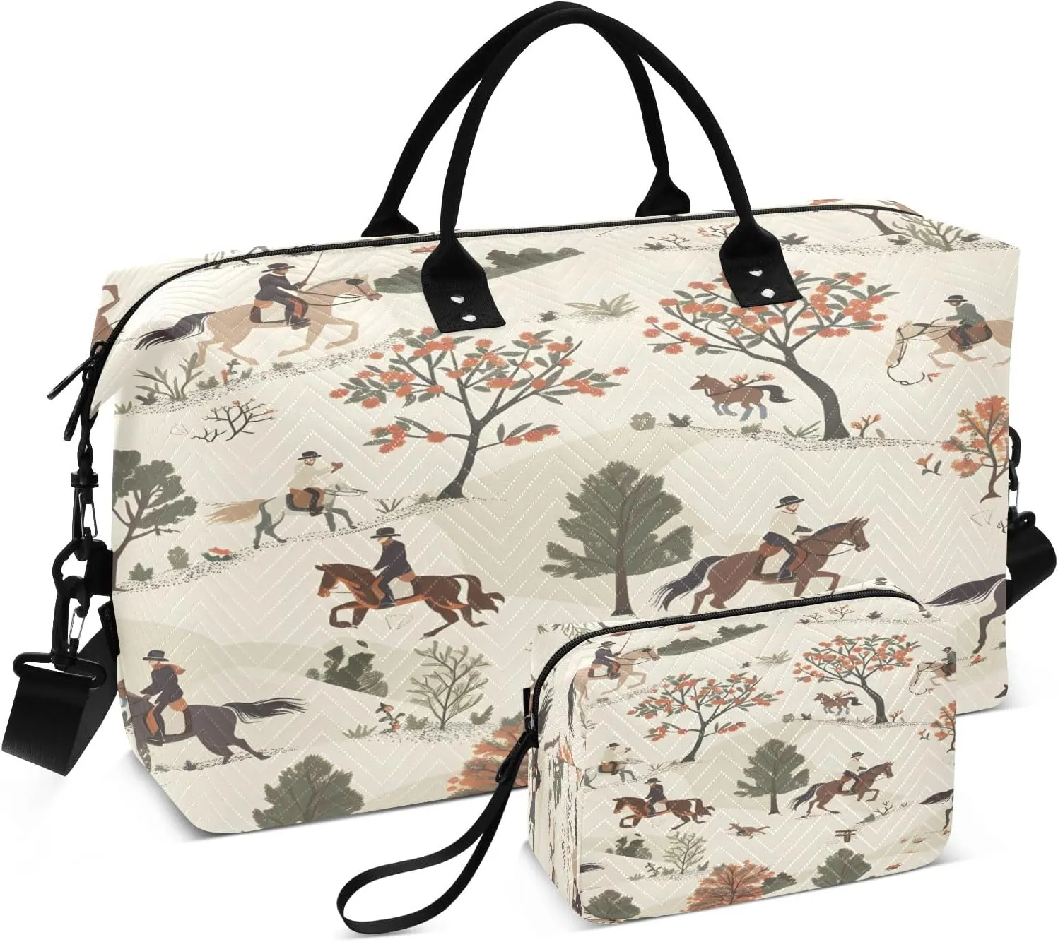 Horse Riders Travel Duffel Bags with Toiletry Bag for Travel Gym Yoga Weekender Bag