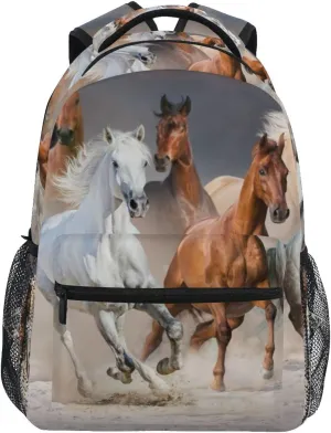 Horses Backpack for Girls 10-12 Horse Backpack Animal Print Kids School Bags Lightweight Student Elementary 3rd 4th 5th Grade Shoulder Bag