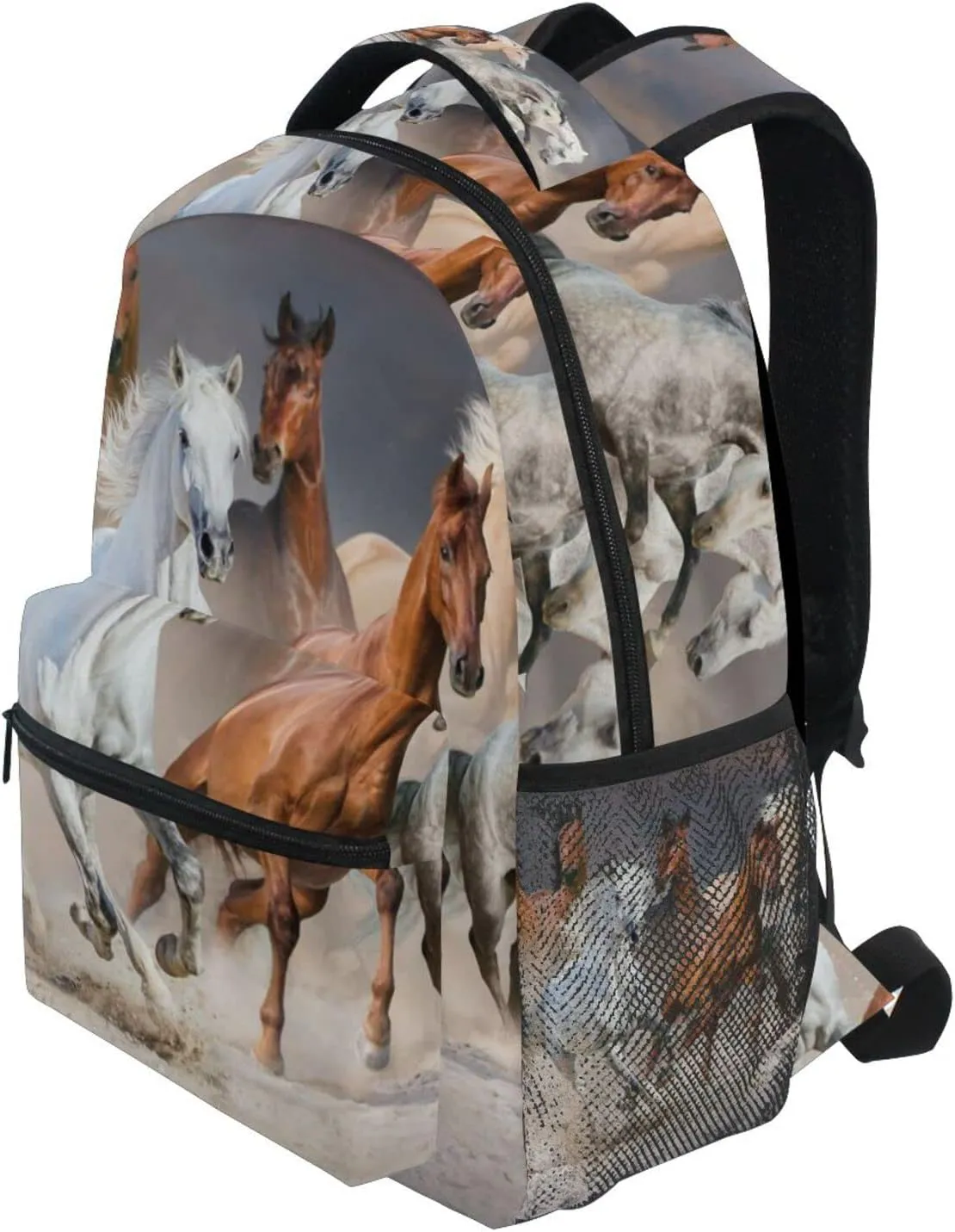 Horses Backpack for Girls 10-12 Horse Backpack Animal Print Kids School Bags Lightweight Student Elementary 3rd 4th 5th Grade Shoulder Bag