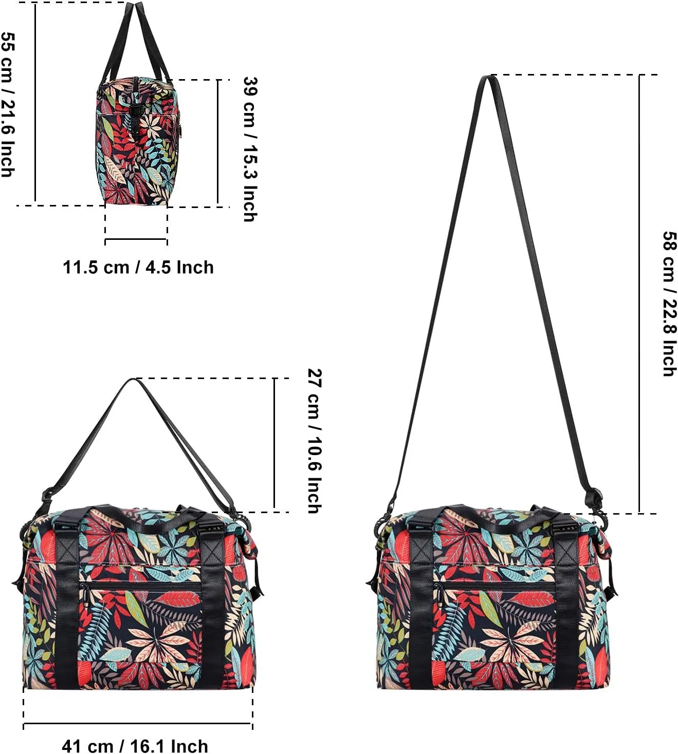 HUA ANGEL Travel Duffel Bag - Medium Size Weekend Overnight Tote Bag for Gym, Sports, Workout - Unisex Fitness Bag with Strap