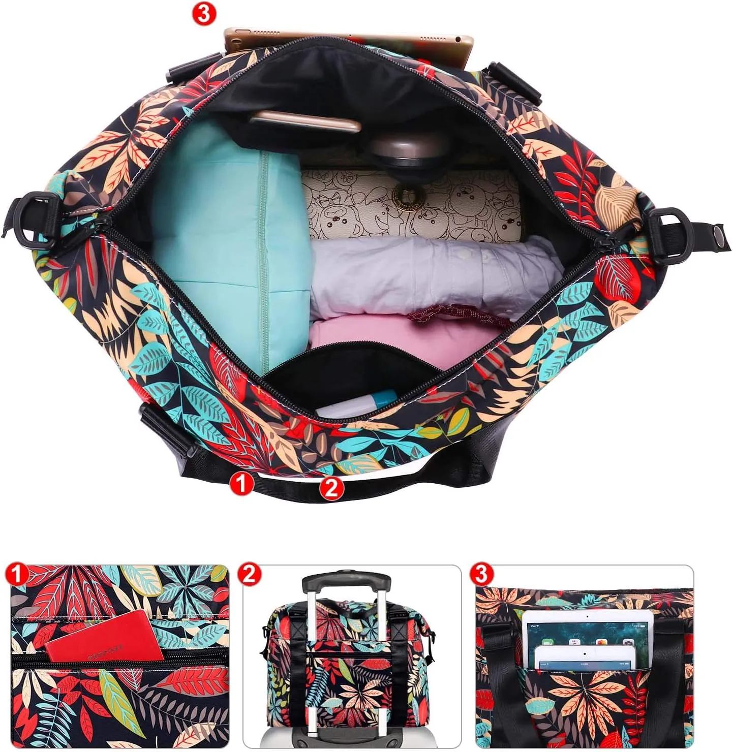 HUA ANGEL Travel Duffel Bag - Medium Size Weekend Overnight Tote Bag for Gym, Sports, Workout - Unisex Fitness Bag with Strap