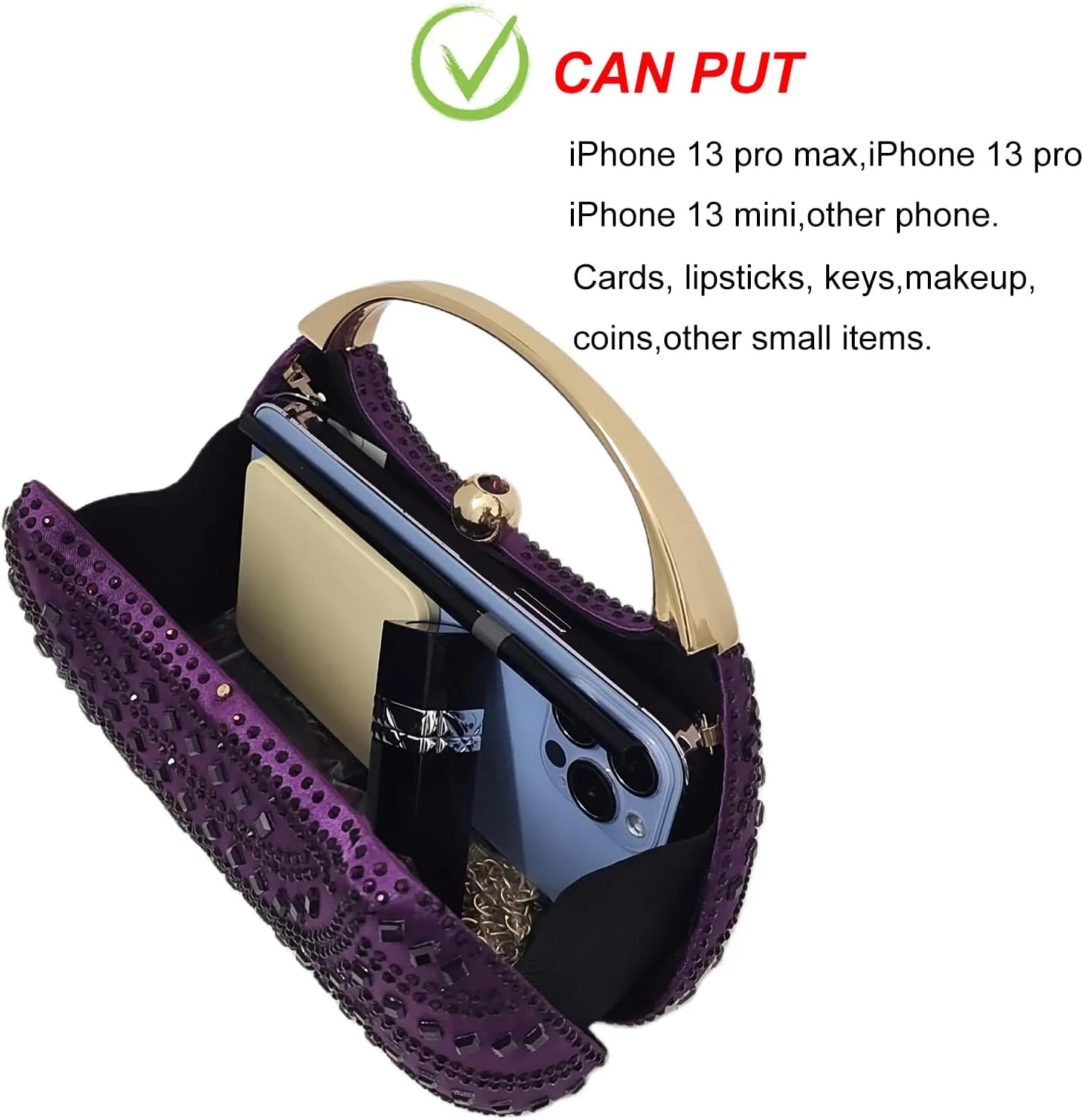 HUANG ZHUANG Elegant Crystal Clutch Rhinestone Handbags For Women Party Purse Wedding Prom Sparkly Bag