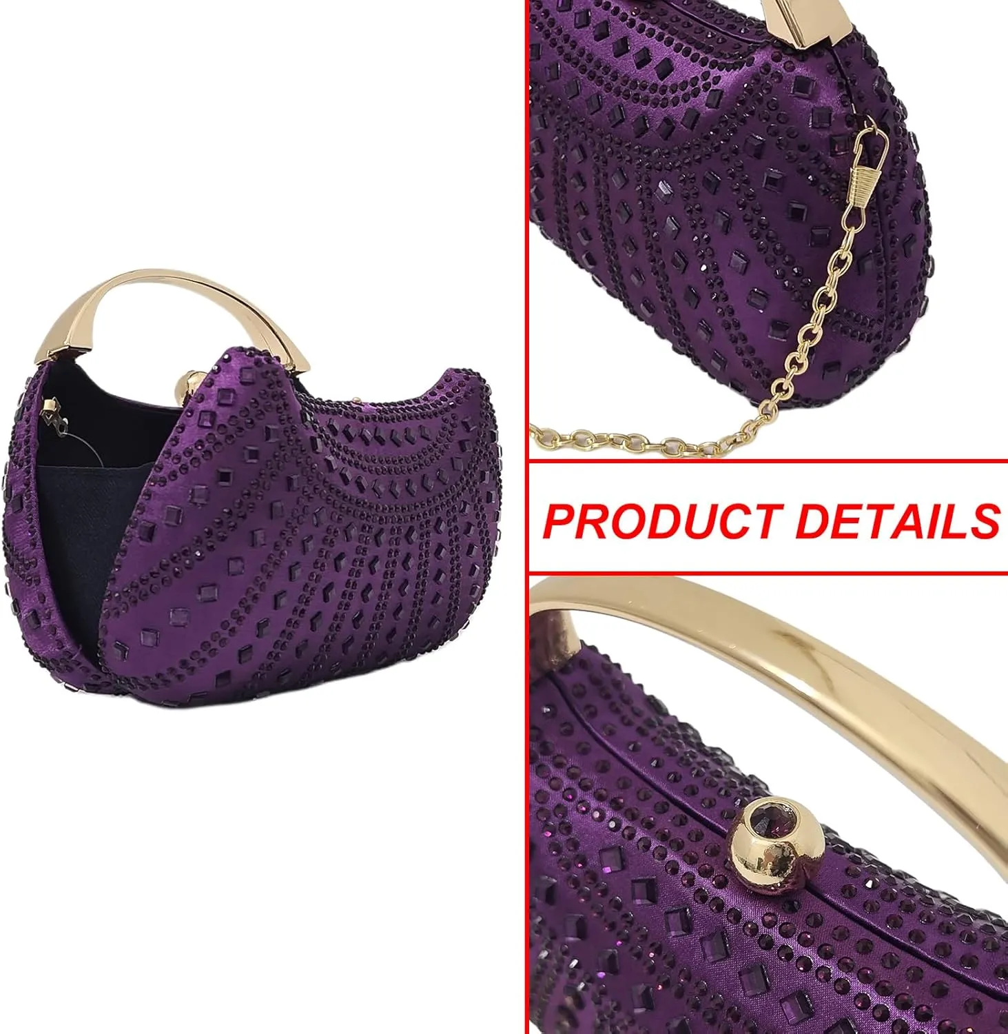 HUANG ZHUANG Elegant Crystal Clutch Rhinestone Handbags For Women Party Purse Wedding Prom Sparkly Bag