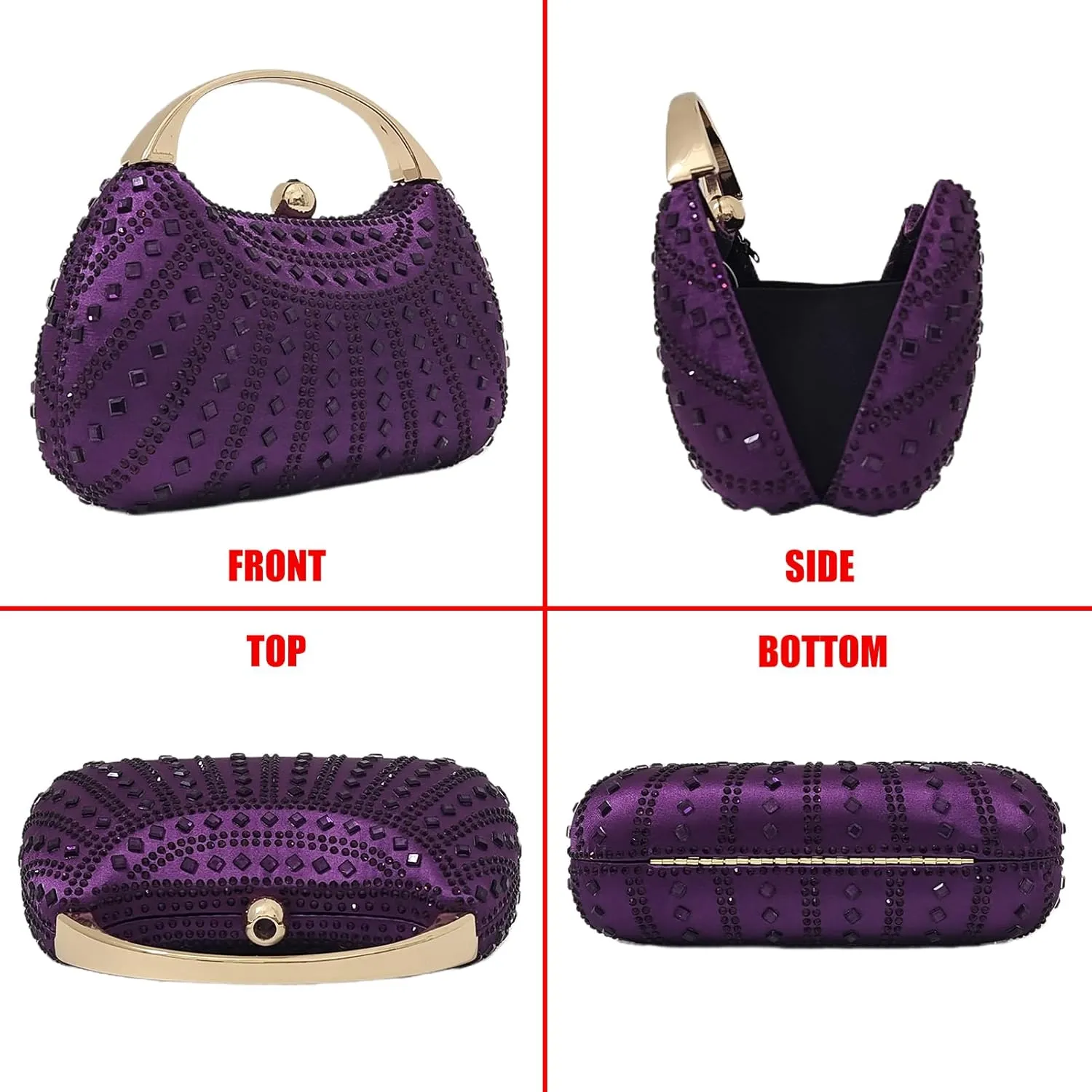HUANG ZHUANG Elegant Crystal Clutch Rhinestone Handbags For Women Party Purse Wedding Prom Sparkly Bag