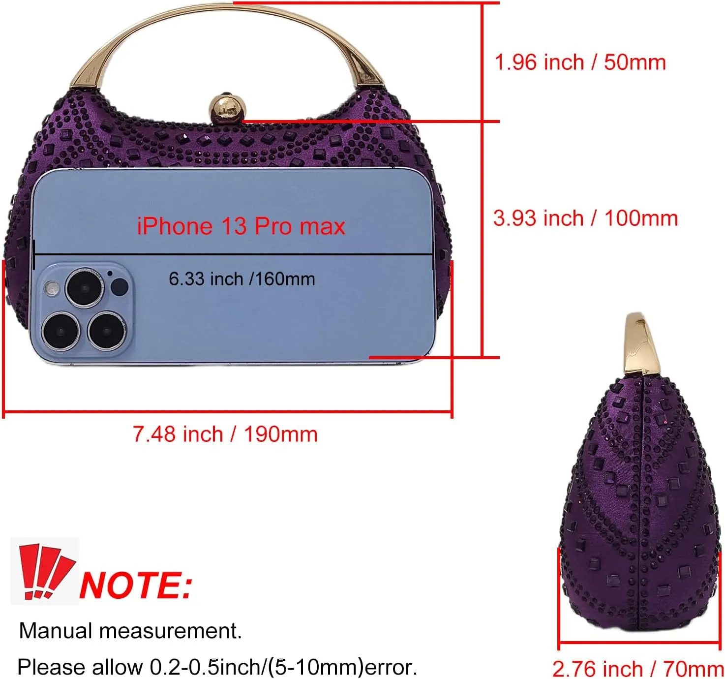 HUANG ZHUANG Elegant Crystal Clutch Rhinestone Handbags For Women Party Purse Wedding Prom Sparkly Bag