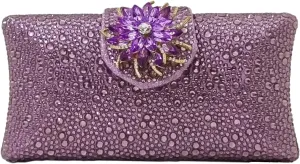 HUANG ZHUANG Elegant Flower Clutch Solid Rhinestone Handbags For Women Evening Bag Party Purse Bridal Prom Bag