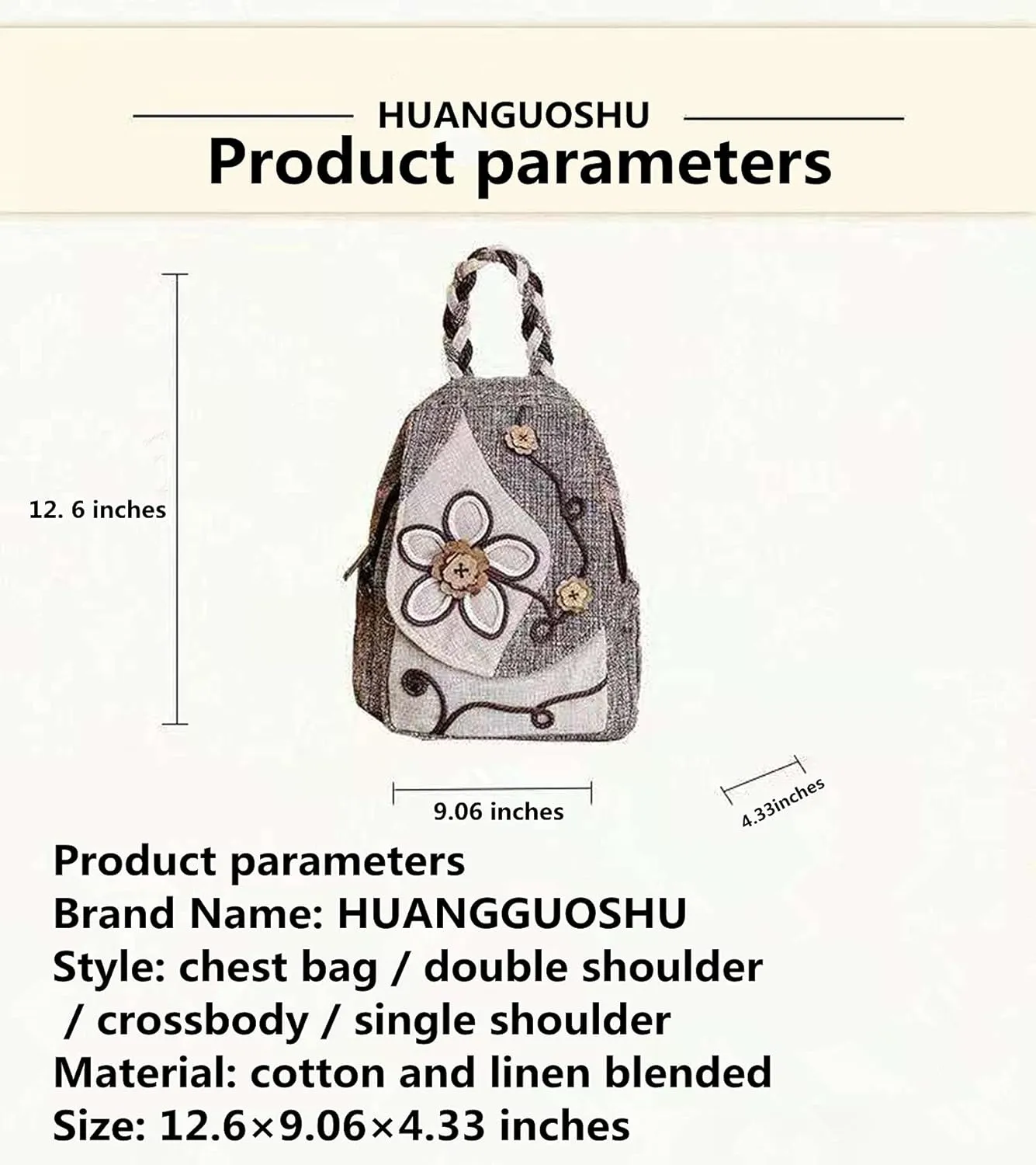 HUANGGUOSHU Ladies Casual Backpack Bohemian Style Hand-woven Morning Glory Disc Buckle Multi-pocket Ladies School Bag and Shoulder Bag Messenger Bag Purse Handbag B097SHHCSW