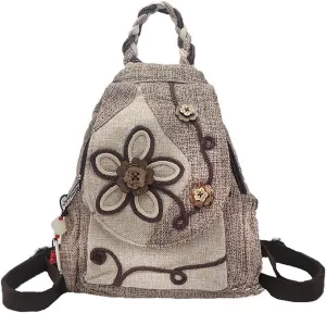 HUANGGUOSHU Ladies Casual Backpack Bohemian Style Hand-woven Morning Glory Disc Buckle Multi-pocket Ladies School Bag and Shoulder Bag Messenger Bag Purse Handbag B097SHHCSW